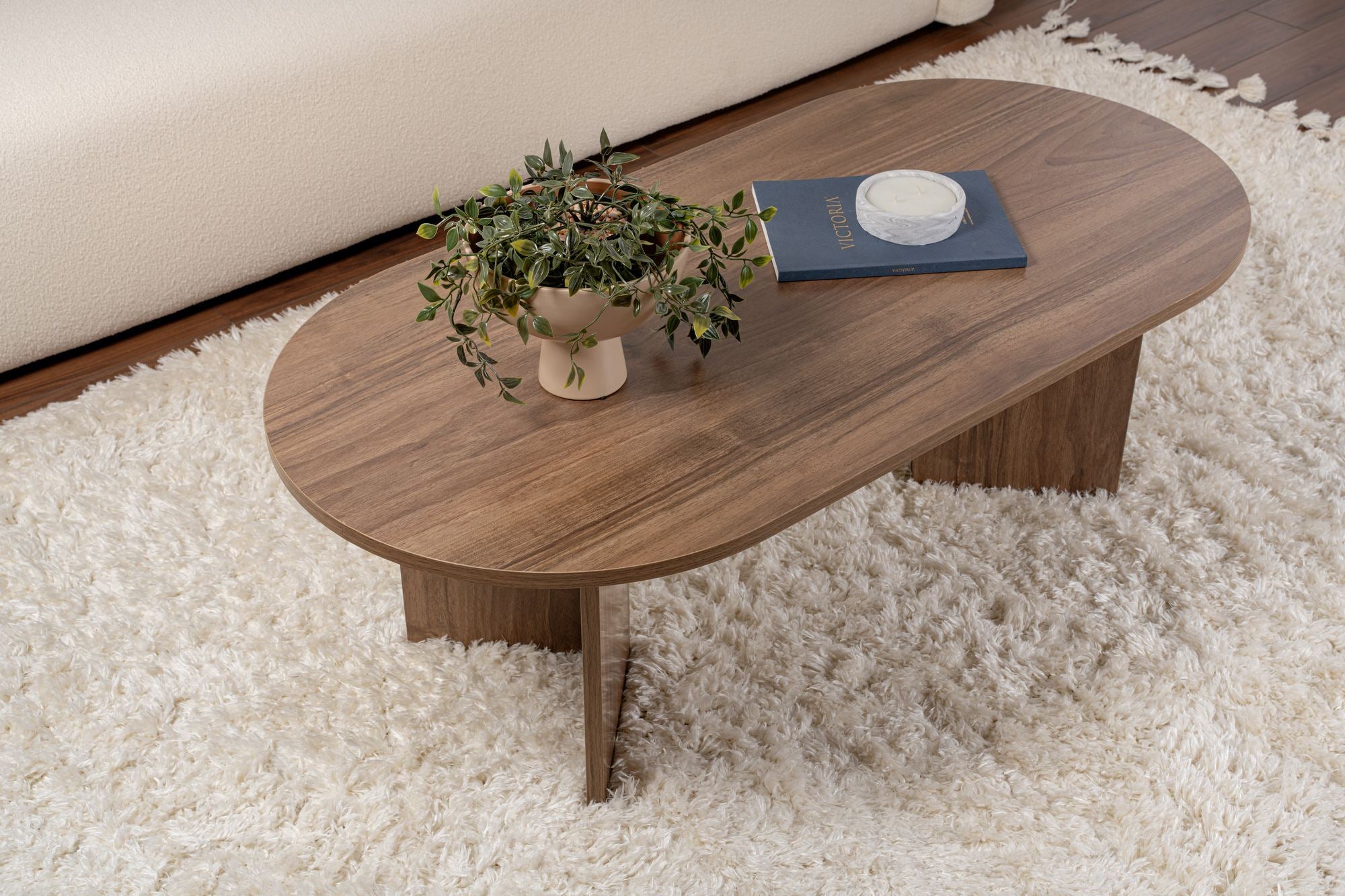 Mesa de Centro – 119 x 60 x 40 cm – Nogueira – Painel de partículas revestido a melamina