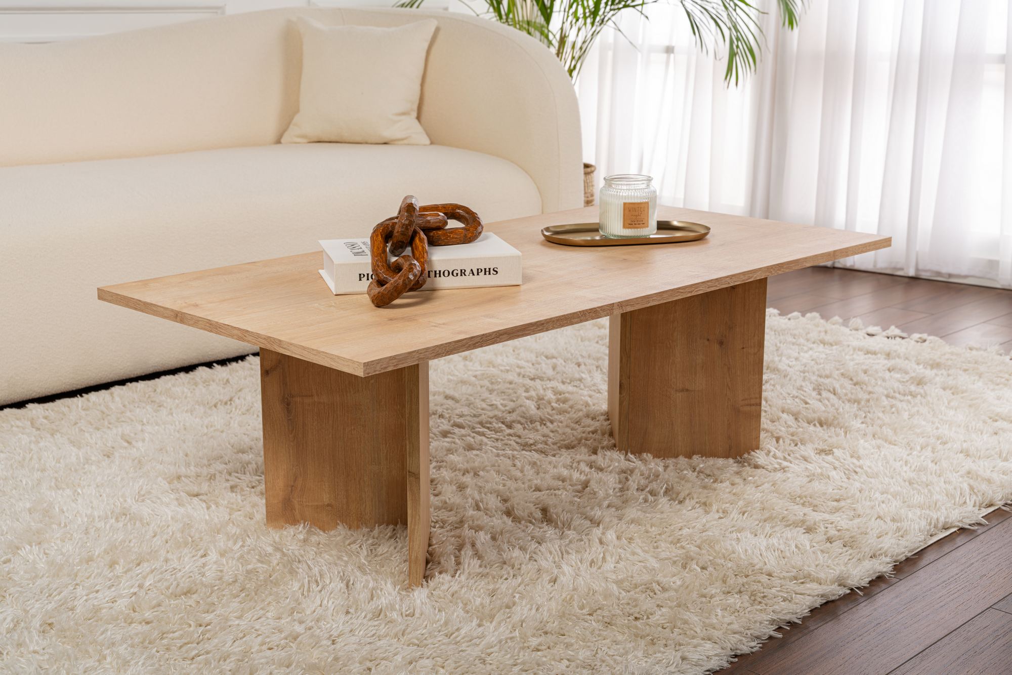 Mesa de Centro – 119 x 60 x 40 cm – Carvalho Safira – Aglomerado revestido de melamina