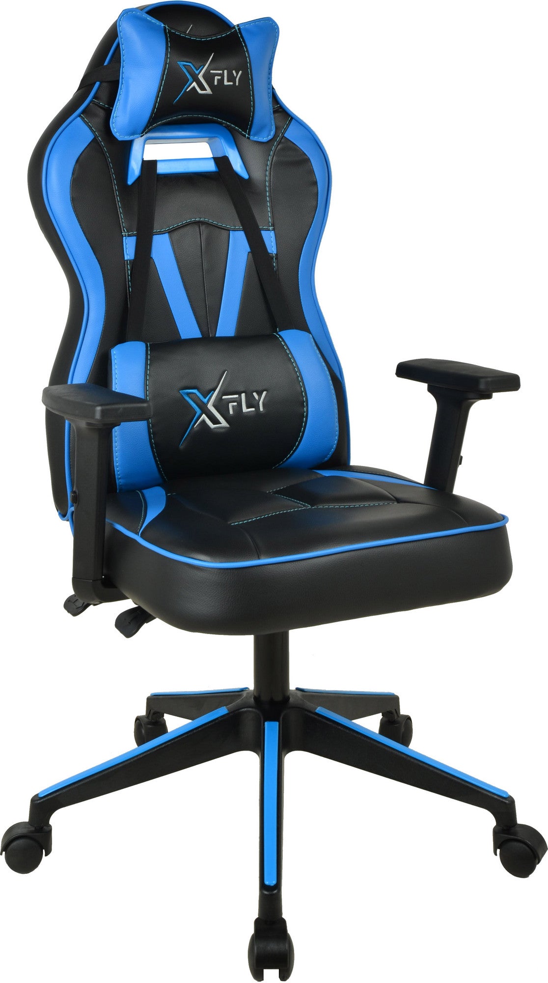Cadeira Gamer – 120 cm altura – Azul e Preto – Poliuretano