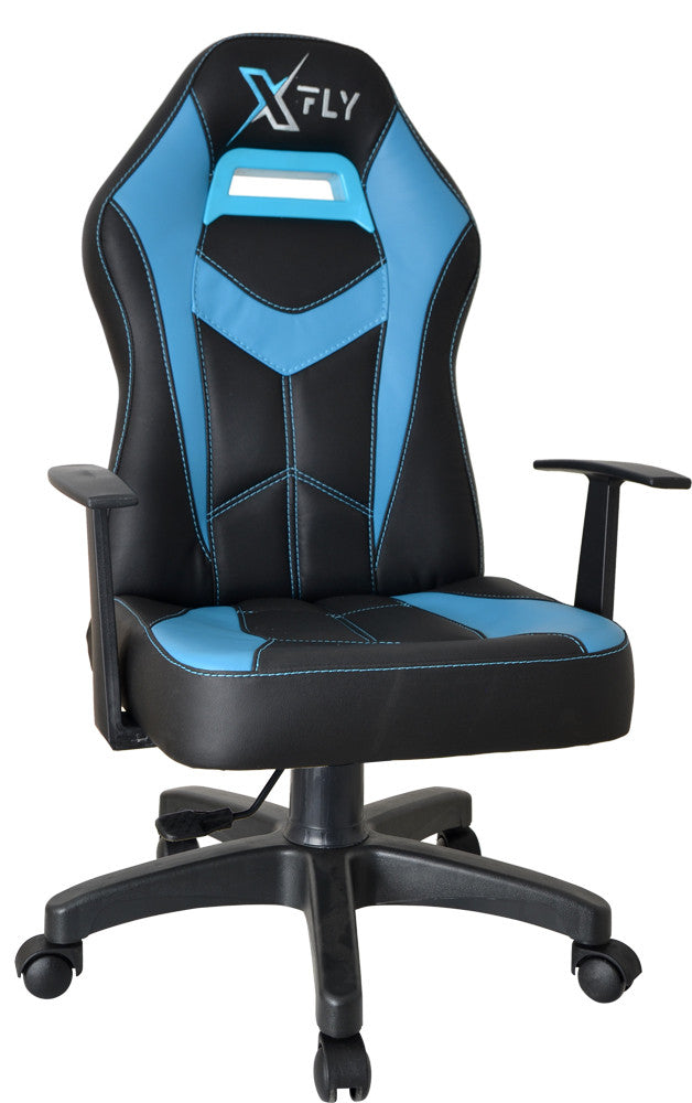 Cadeira Gamer – 60 cm x 113 cm x 43 cm – Azul e Preto – Poliuretano