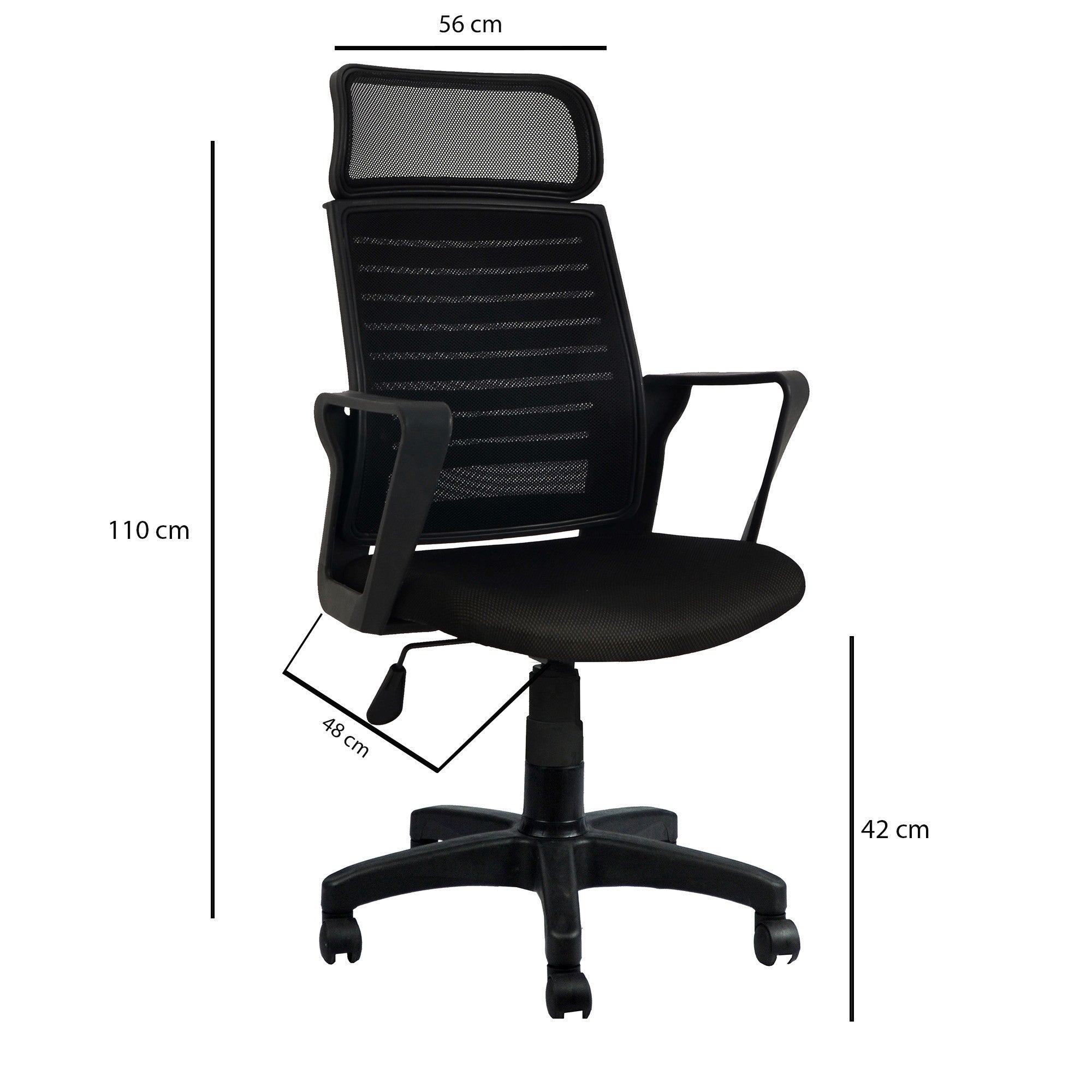 Cadeira de escritório – 56 cm x 110 cm x 48 cm – Preto – Poliuretano