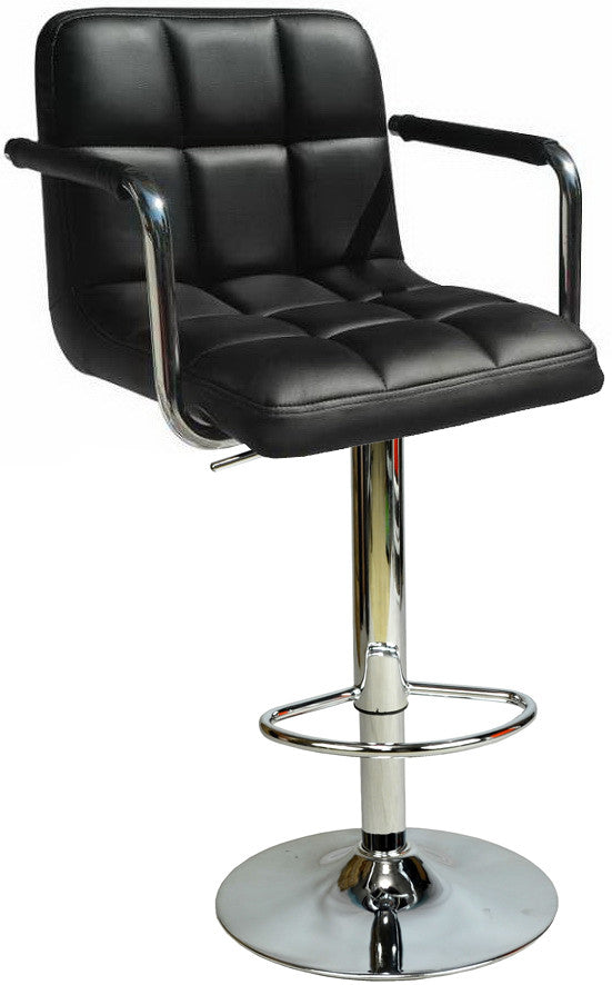 Banco de bar – 52 cm x 113 cm x 50 cm – Preto e Prateado – Poliuretano