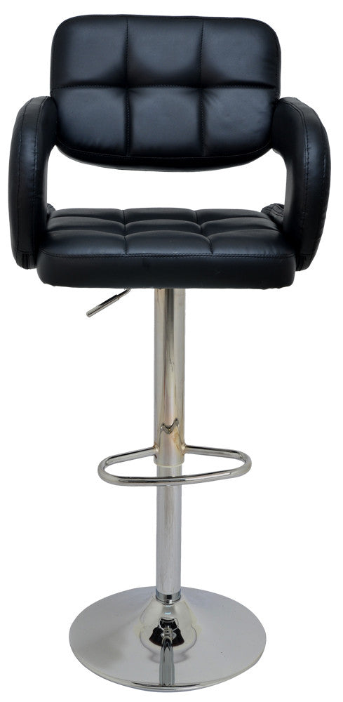 Banco de bar – 114 cm de altura – Preto e Prateado – Estofo 100% poliuretano