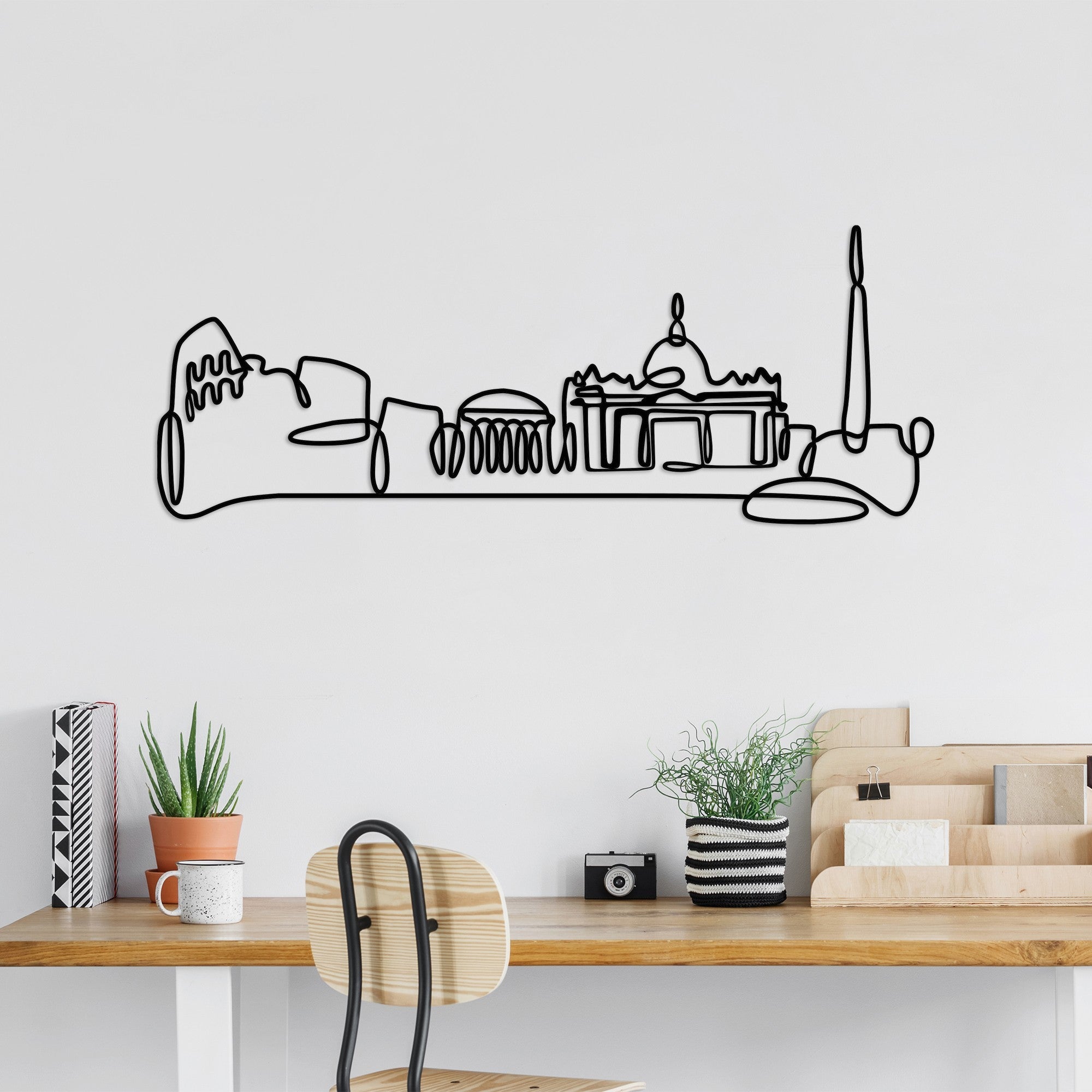 Acessório Decorativo de Parede City - Metal Preto 120x45cm para Decoração Moderna