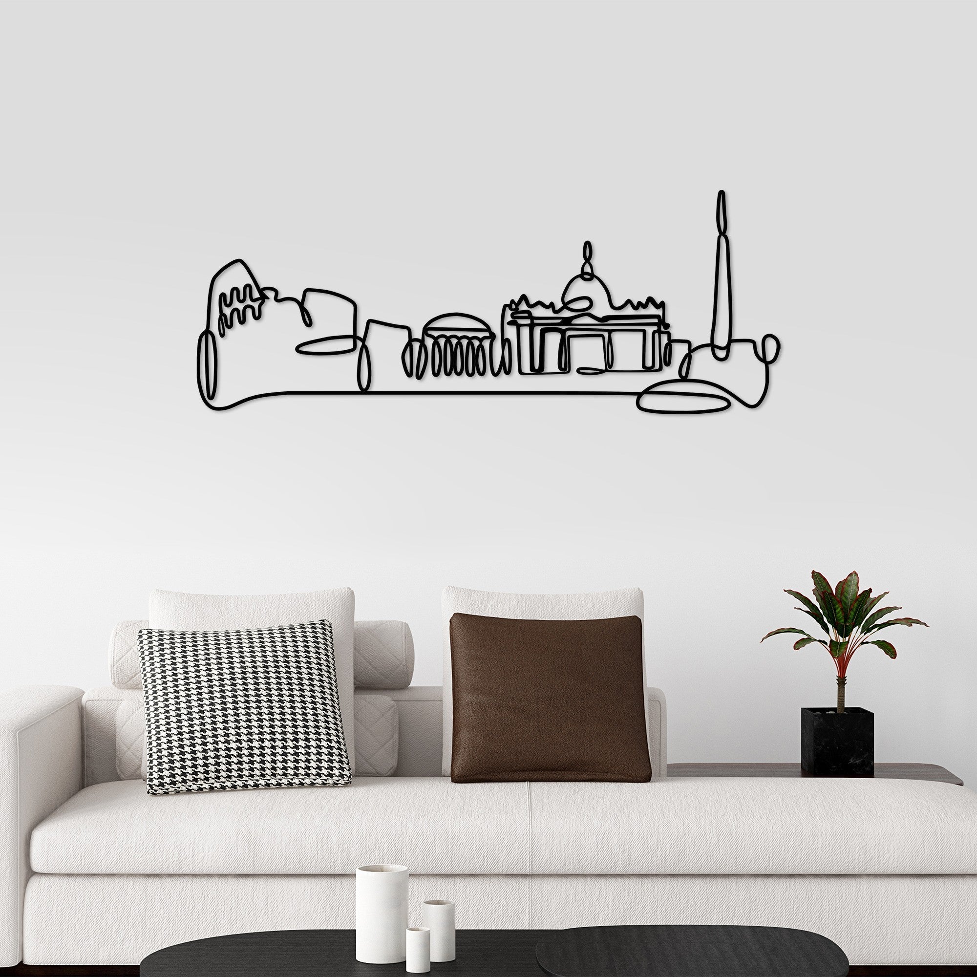 Acessório Decorativo de Parede City - Metal Preto 120x45cm para Decoração Moderna