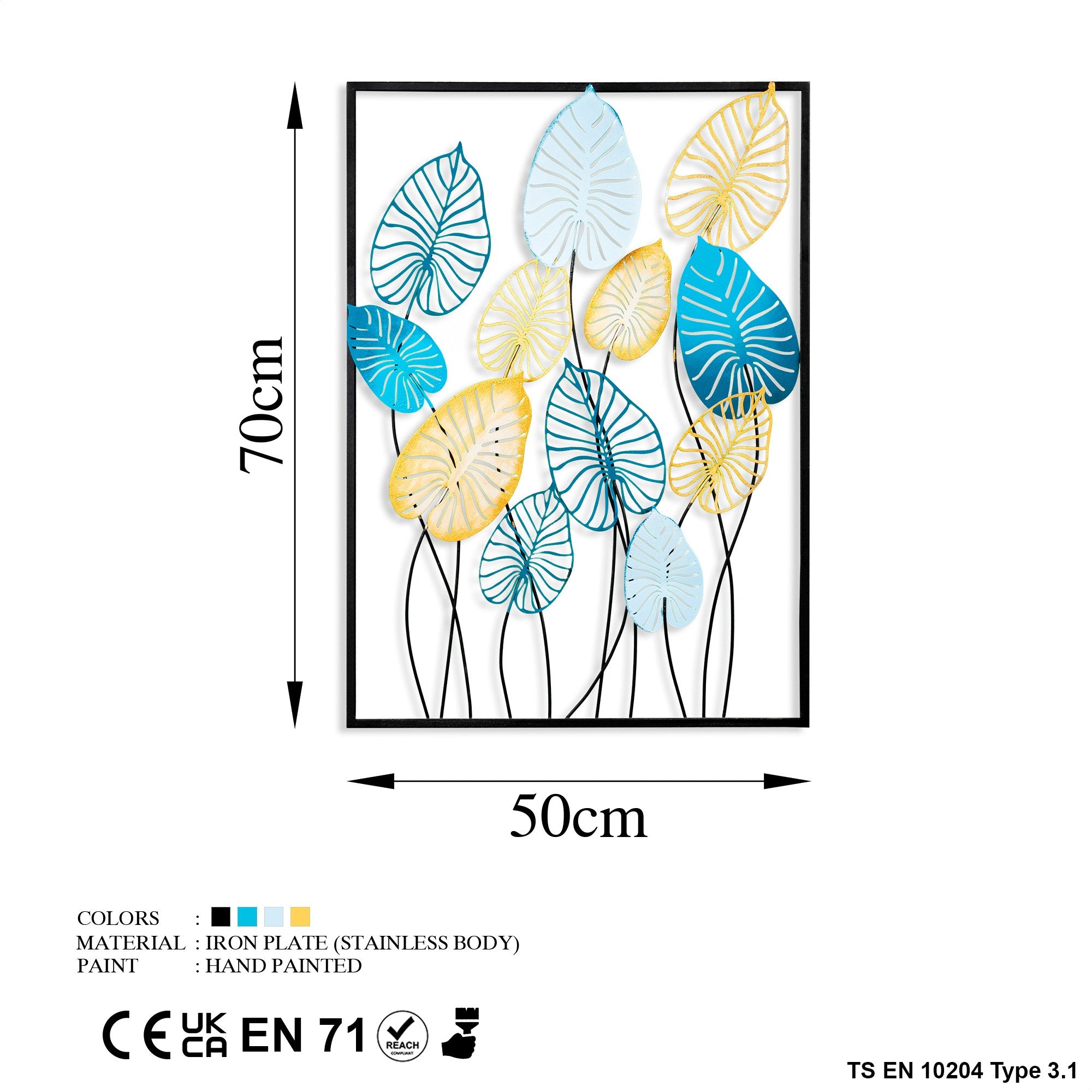 Acessório Decorativo de Parede Atmi 2 - Metal Multicolor Artesanal 50x70cm