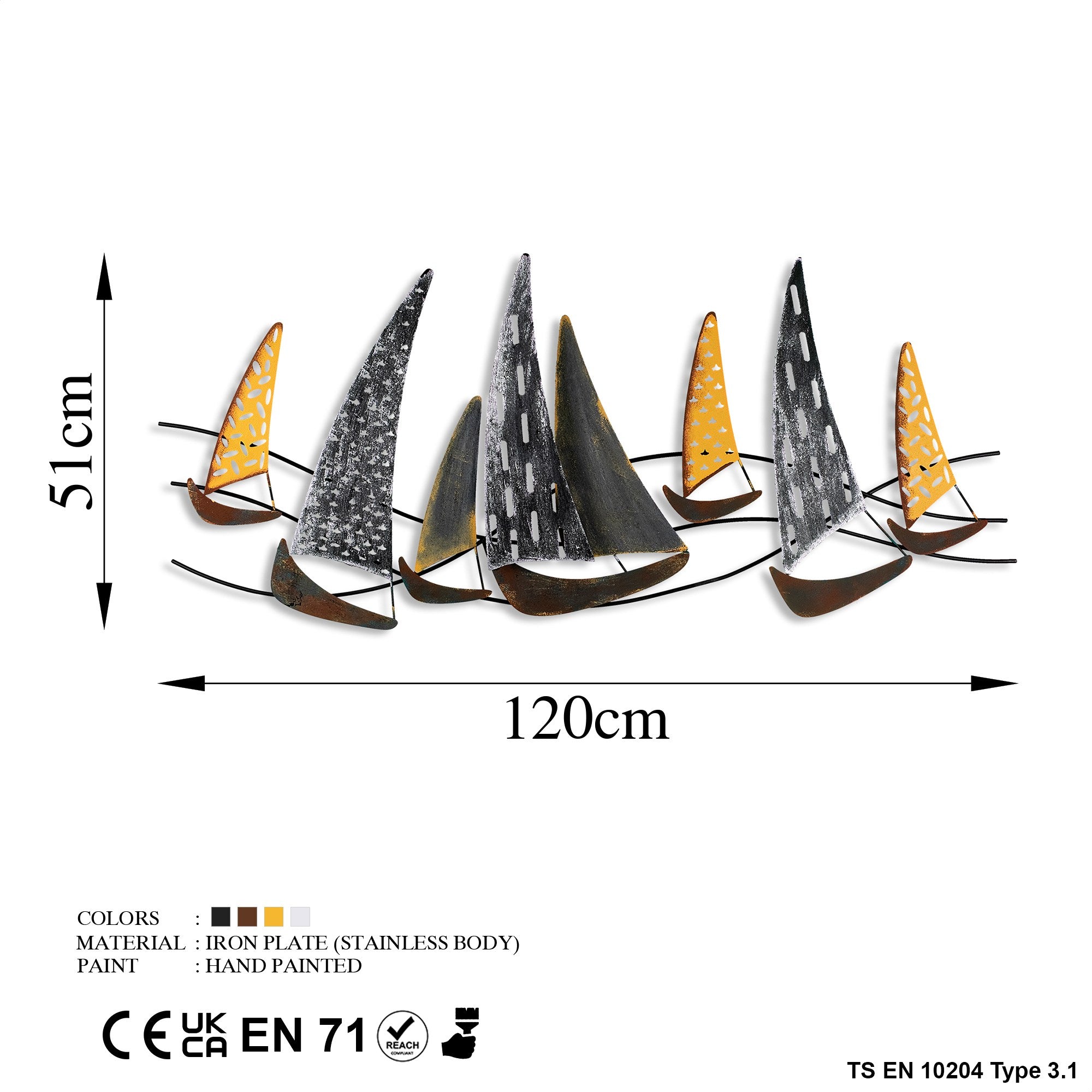 Acessório Decorativo de Parede Uskuna 2 - Metal Multicolor Artesanal 51x120cm