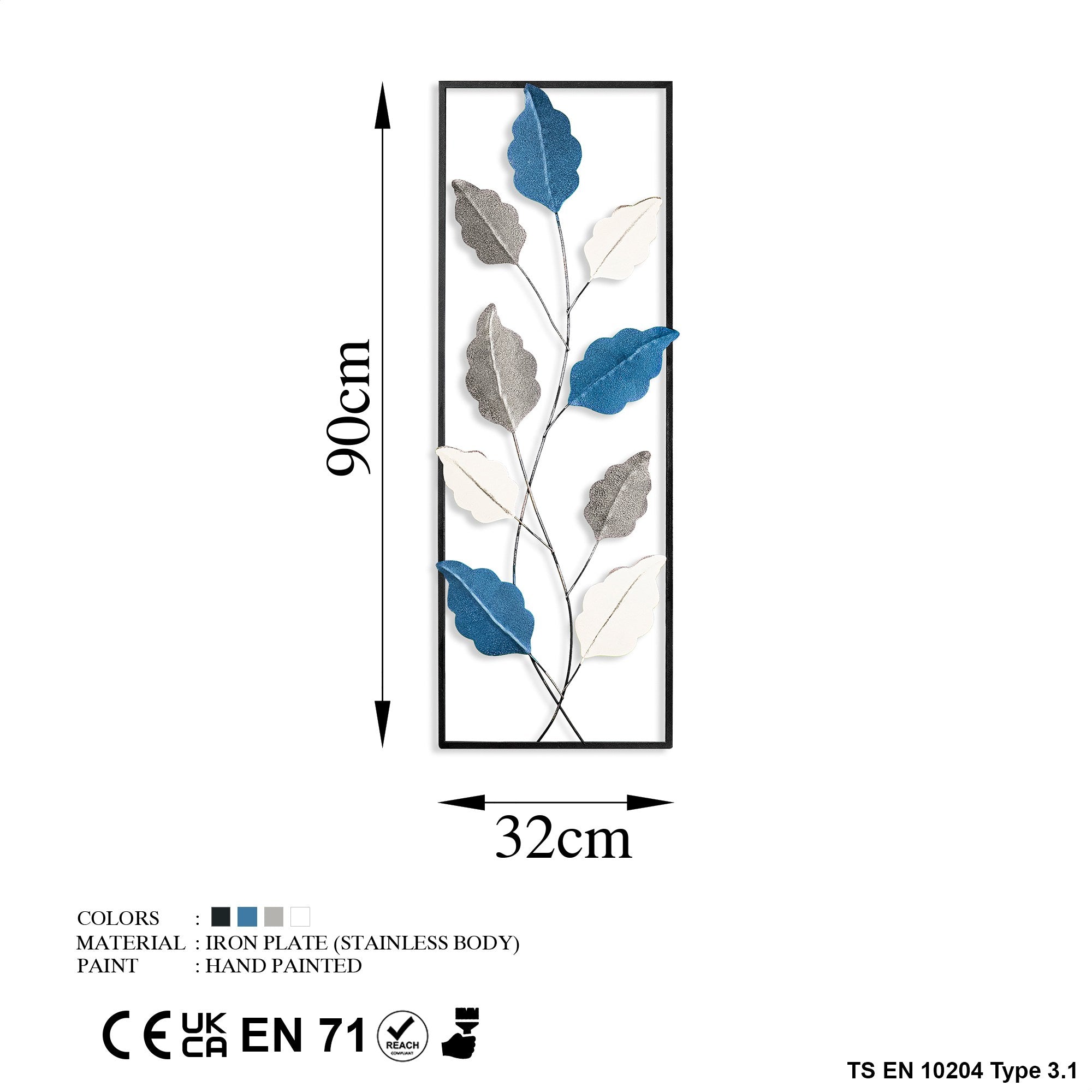 Acessório Decorativo de Parede Fagus 2 - Metal Multicolor Artesanal 32x90cm