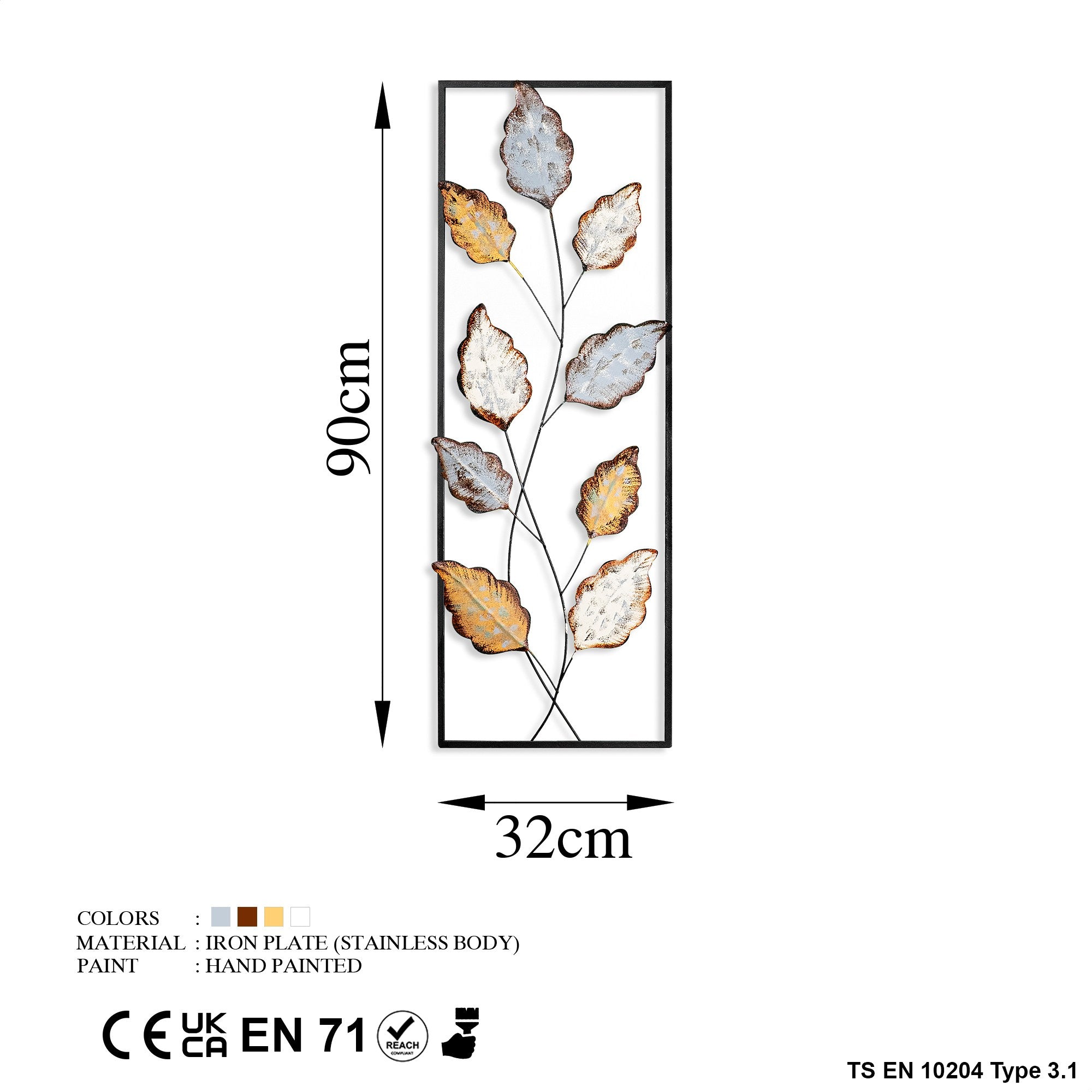 Acessório Decorativo de Parede Fagus 3 - Metal Multicolor Artesanal 32x90cm