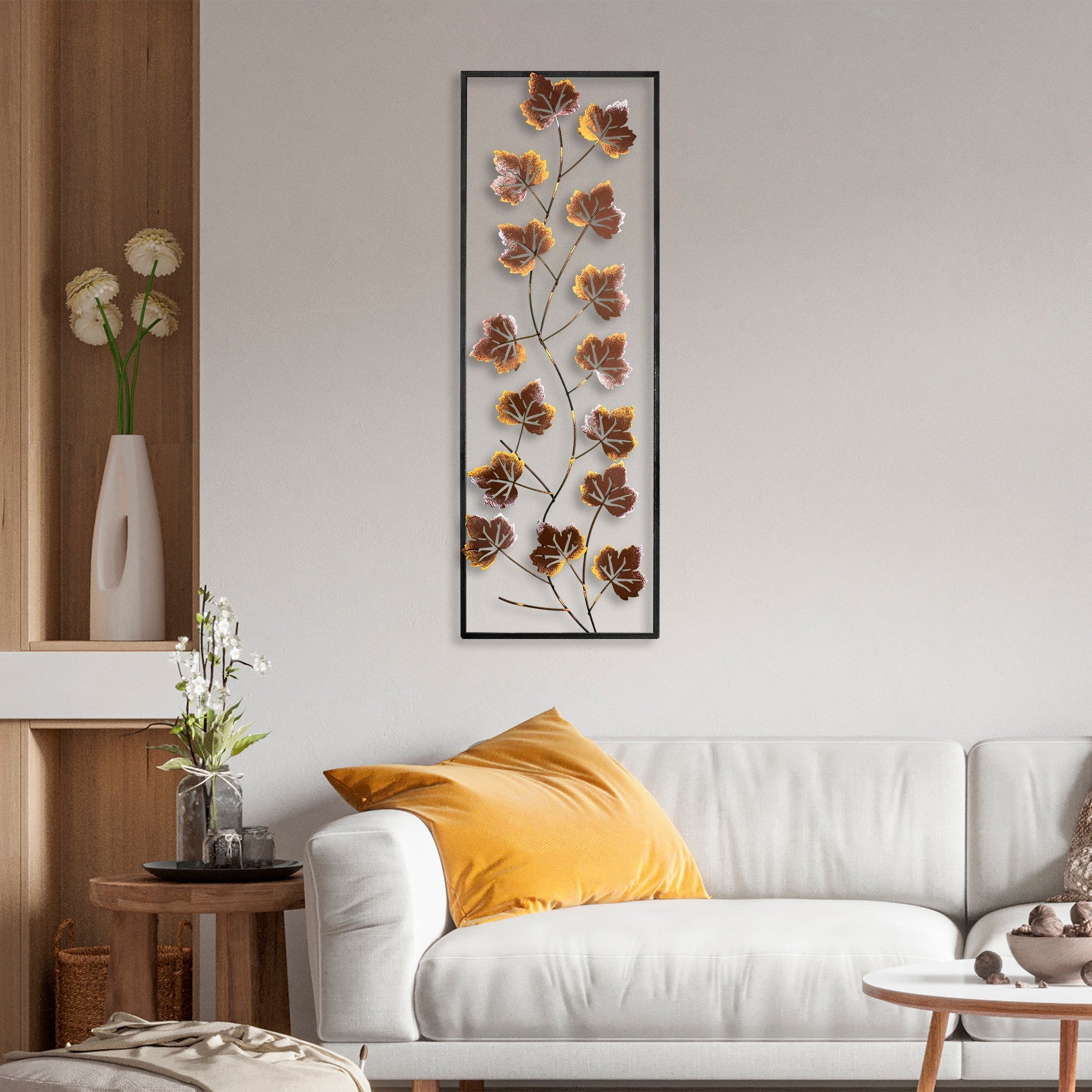 Acessório Decorativo de Parede Platane 3 - Metal Multicolor Artesanal 32x90cm