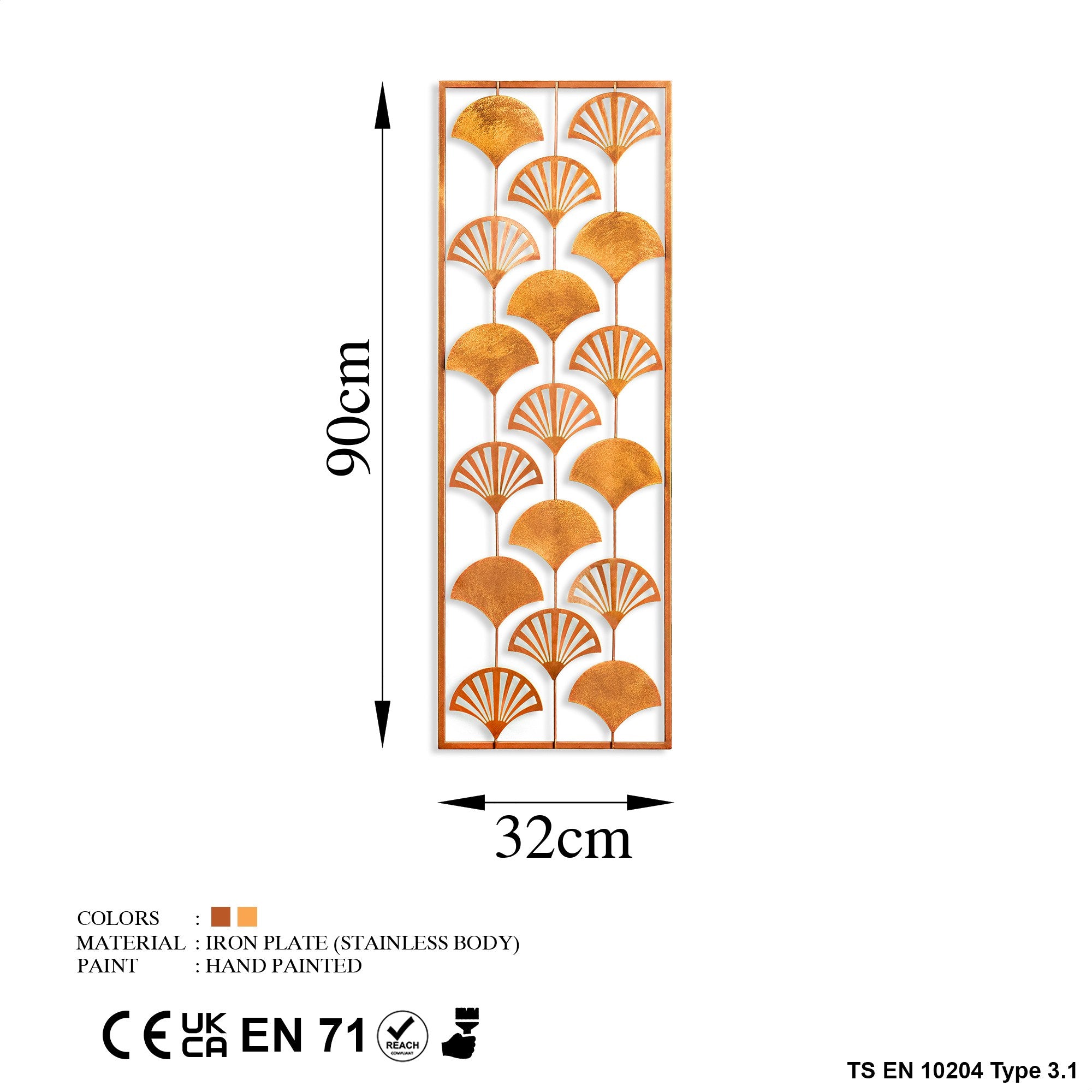 Ventilador Decorativo de Parede em Metal Multicolor - Acessório Artesanal 32x90cm