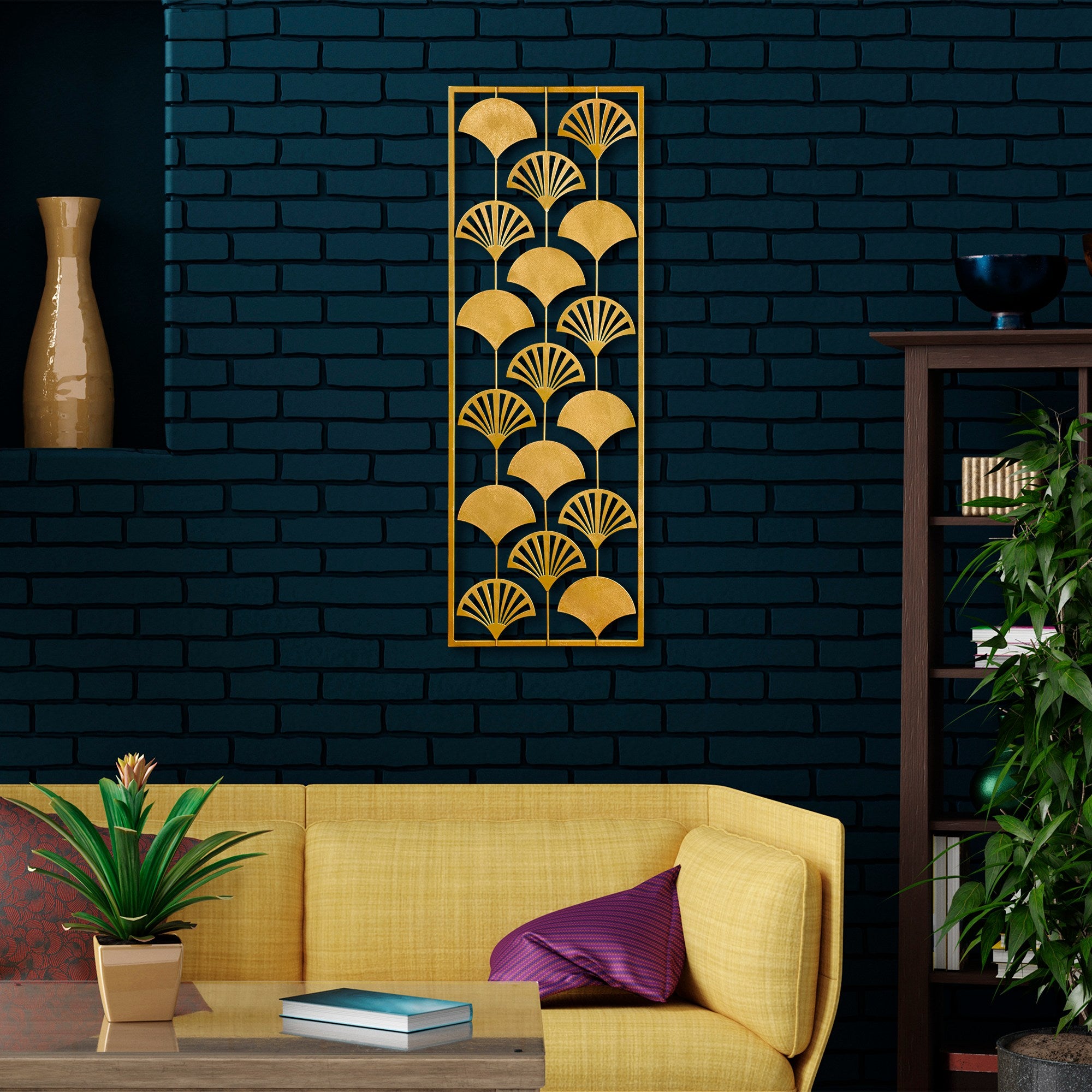 Ventilador Decorativo de Parede em Metal Multicolor - Acessório Artesanal 32x90cm
