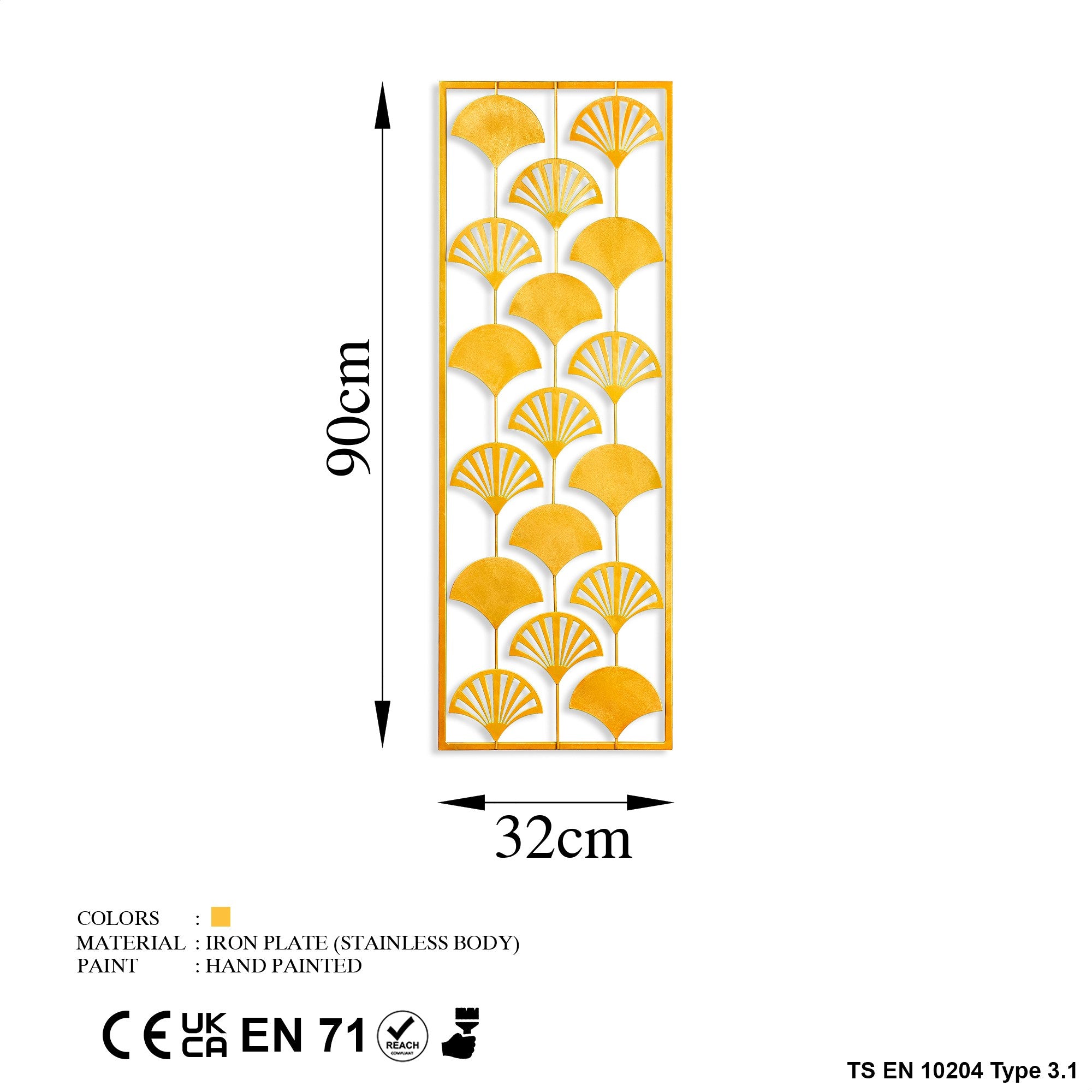 Ventilador Decorativo de Parede em Metal Multicolor - Acessório Artesanal 32x90cm