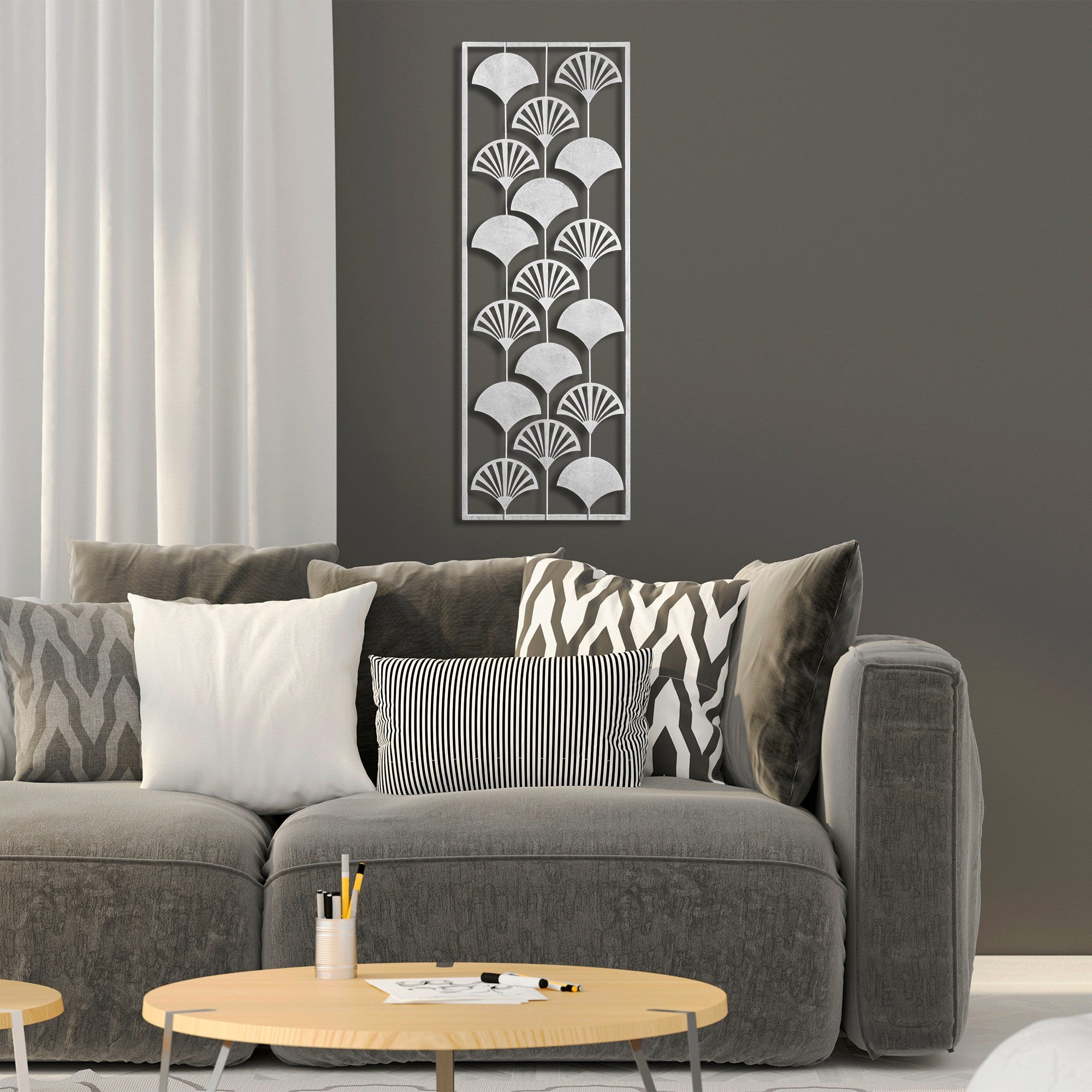 Ventilador Decorativo de Parede em Metal Multicolor - Acessório Artesanal 32x90cm