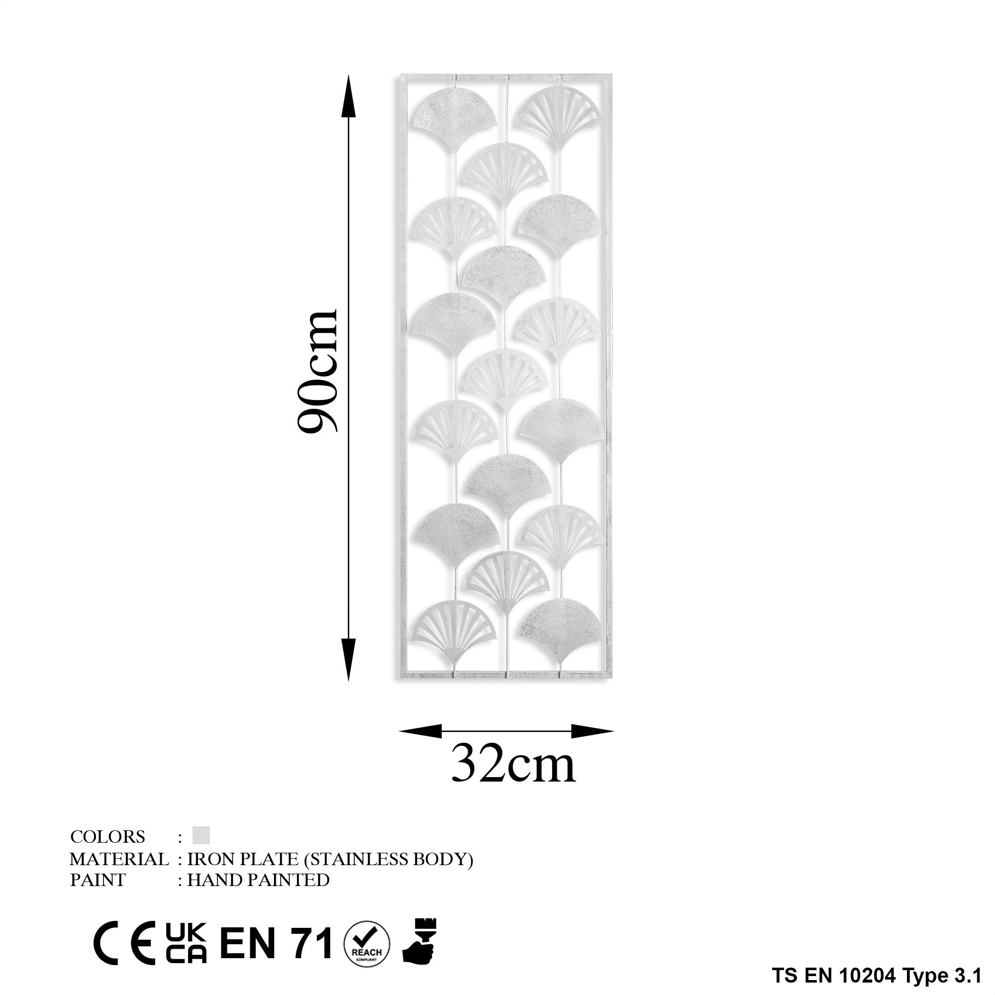 Ventilador Decorativo de Parede em Metal Multicolor - Acessório Artesanal 32x90cm