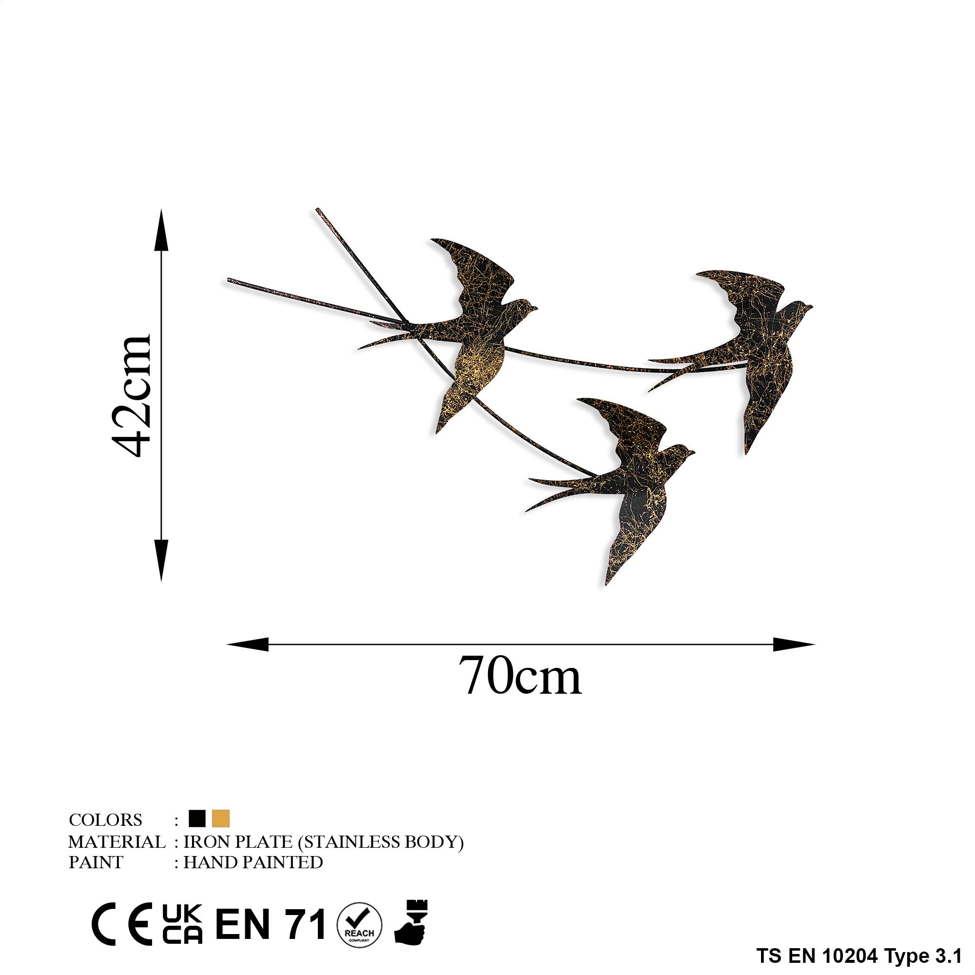 Acessório de Parede Decorativo – 42 x 70 cm – Metal – 100% metal