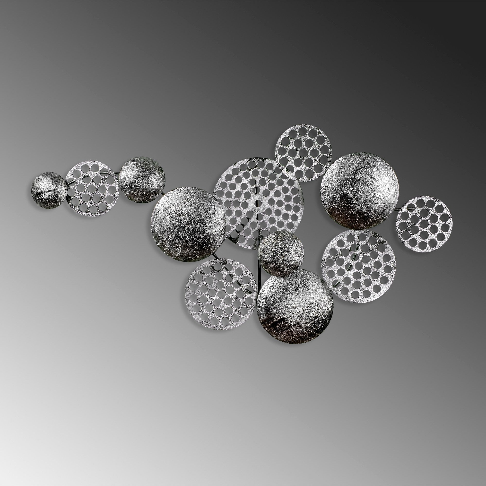 Acessório Decorativo de Parede Aurora 5 - Metal Prateado Artesanal 45x82cm