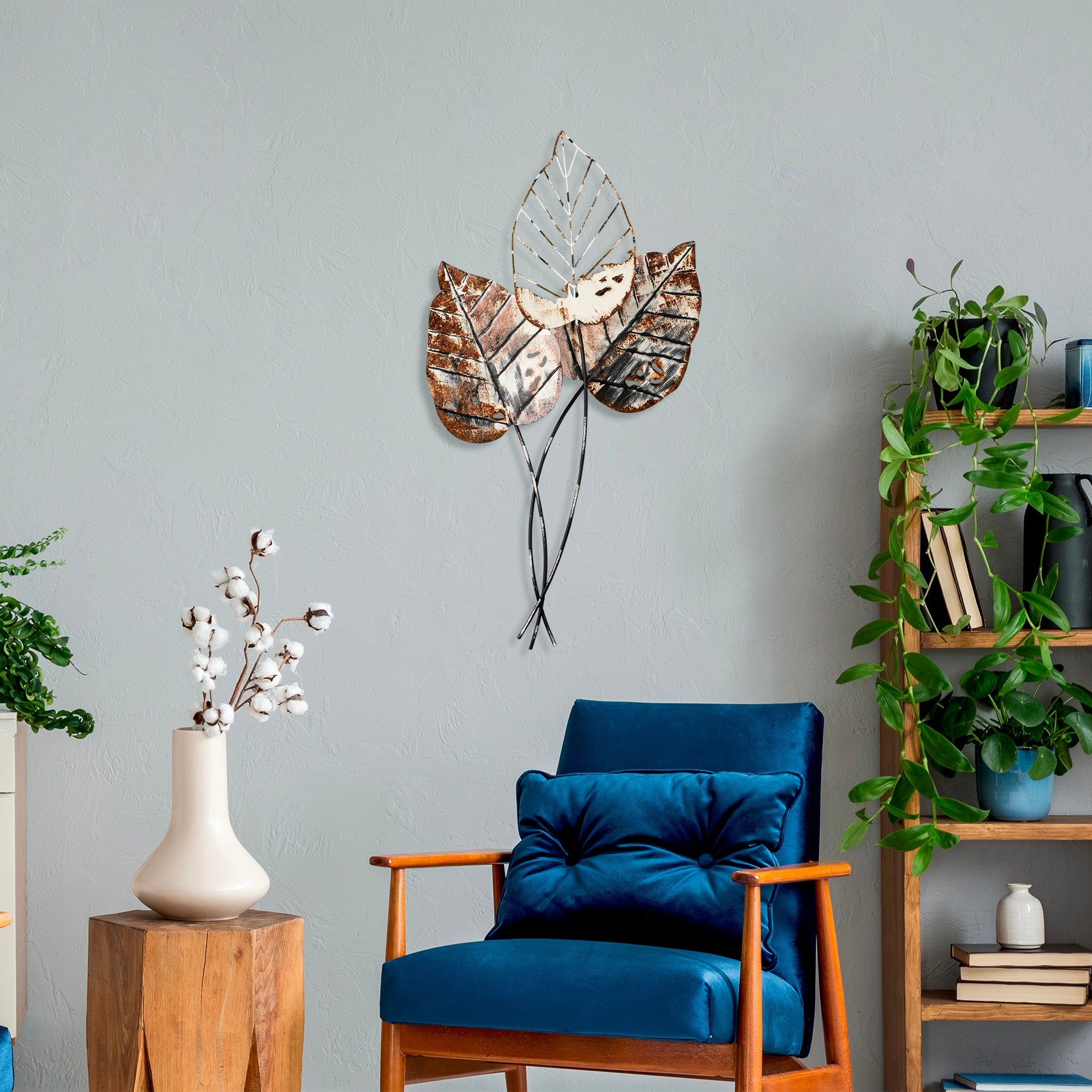 Acessório de parede decorativo de metal – 45 x 85 cm – castanho e preto – 100% metal