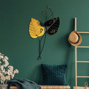 Acessório de parede decorativo – 45 x 85 cm – amarelo e preto – metal
