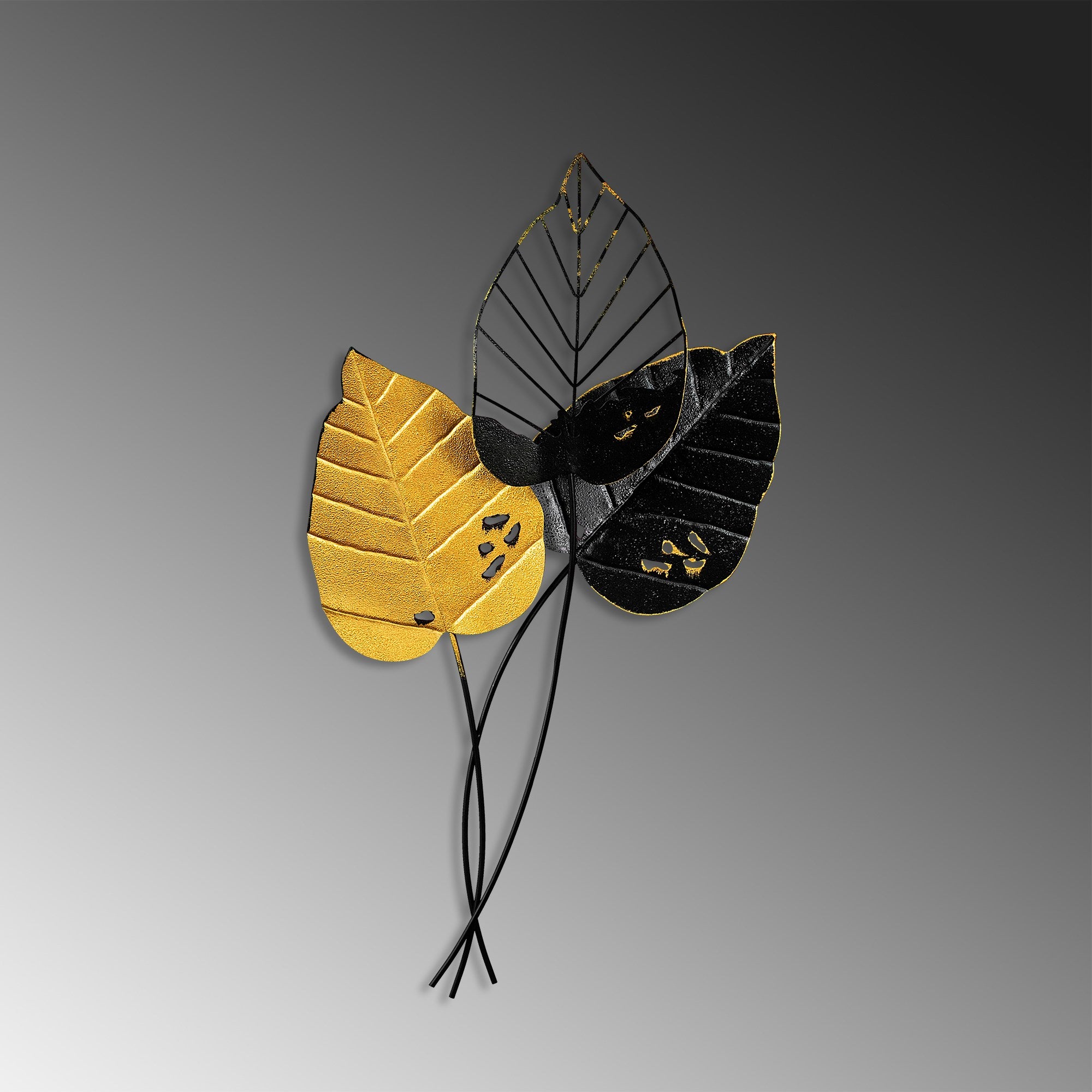 Acessório de parede decorativo – 45 x 85 cm – amarelo e preto – metal