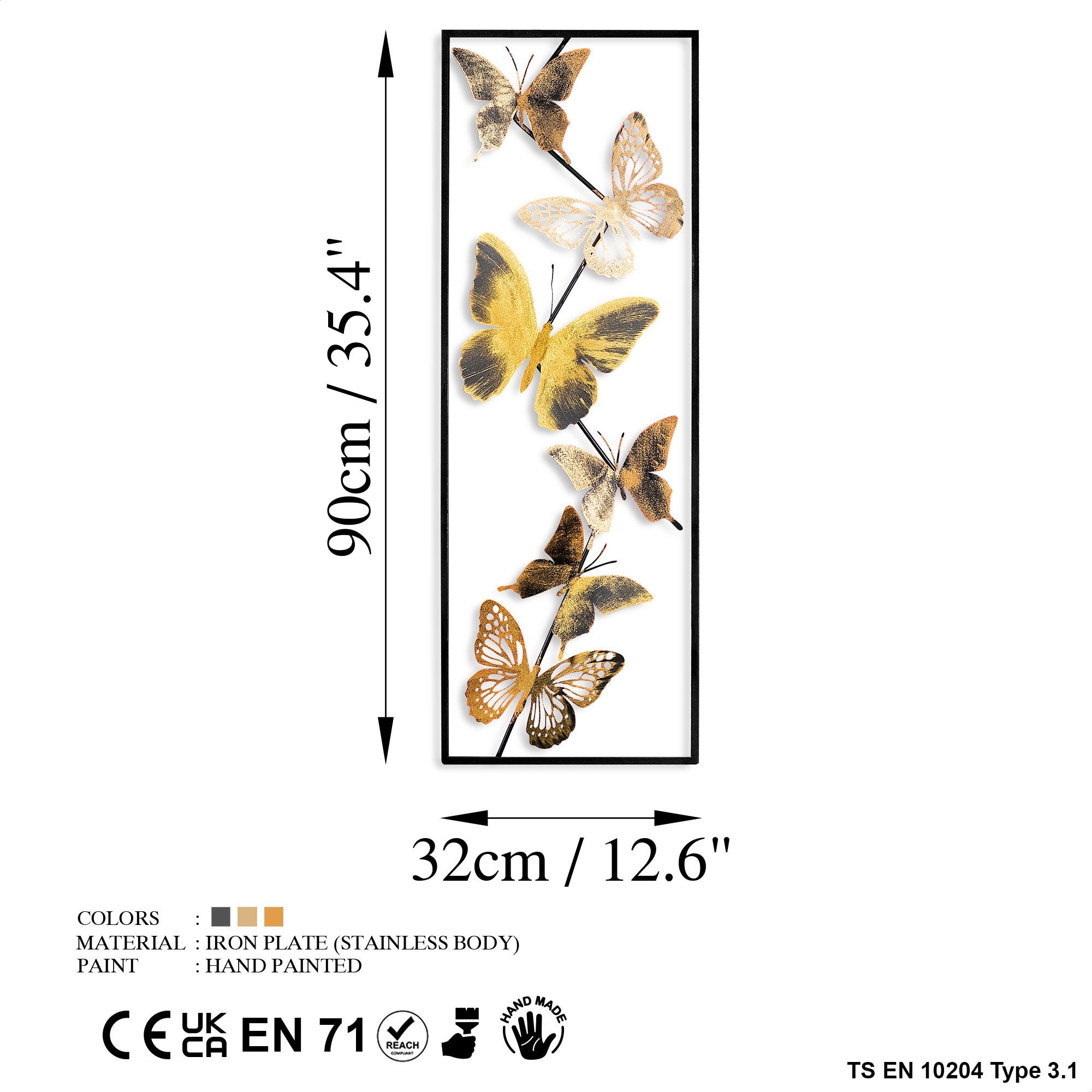 Acessório Decorativo de Parede Tavus 3 - Metal Multicolor Artesanal 32x90cm