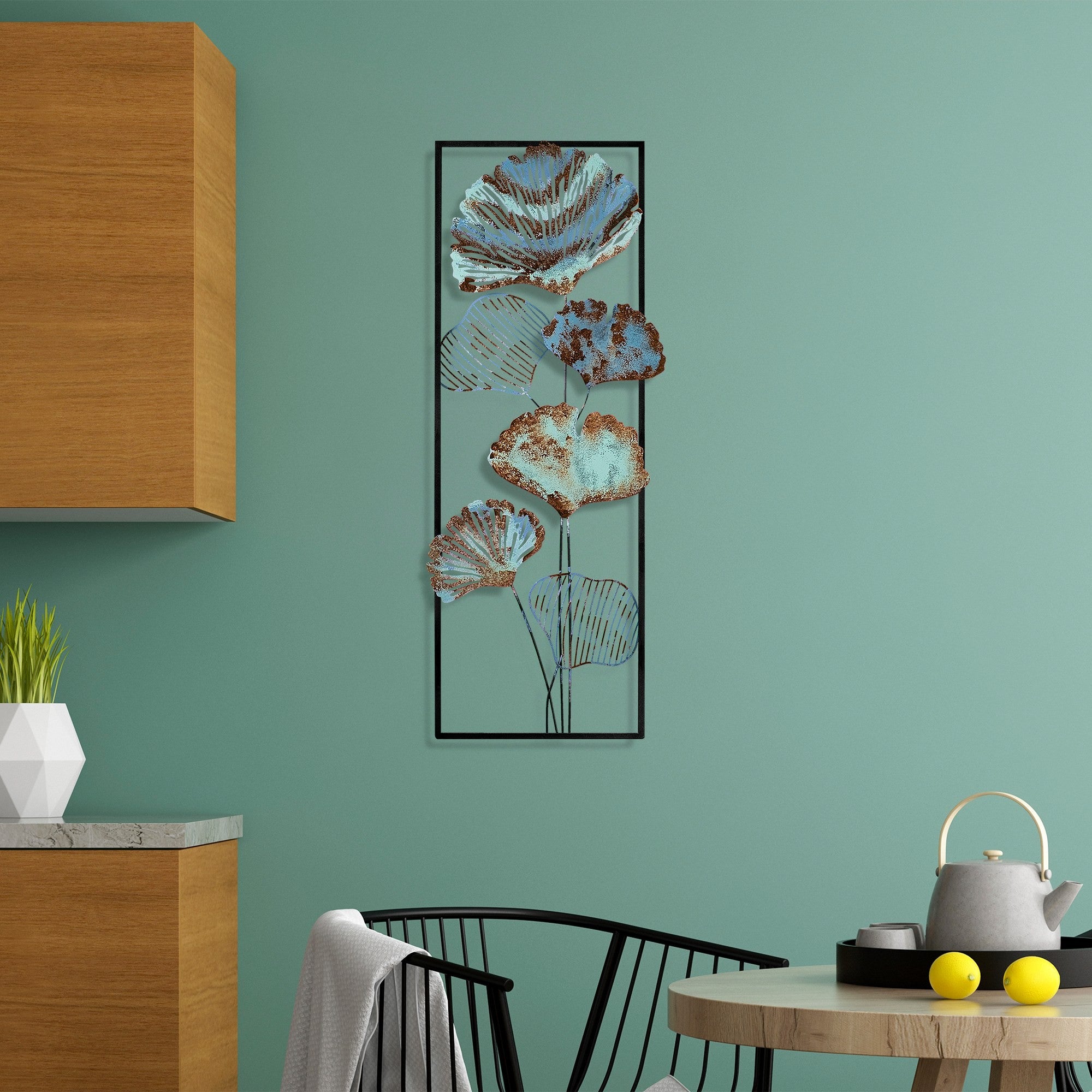 Arte de Parede Metálica Multicolor Artesanal - Acessório Decorativo 32x90cm para Pendurar