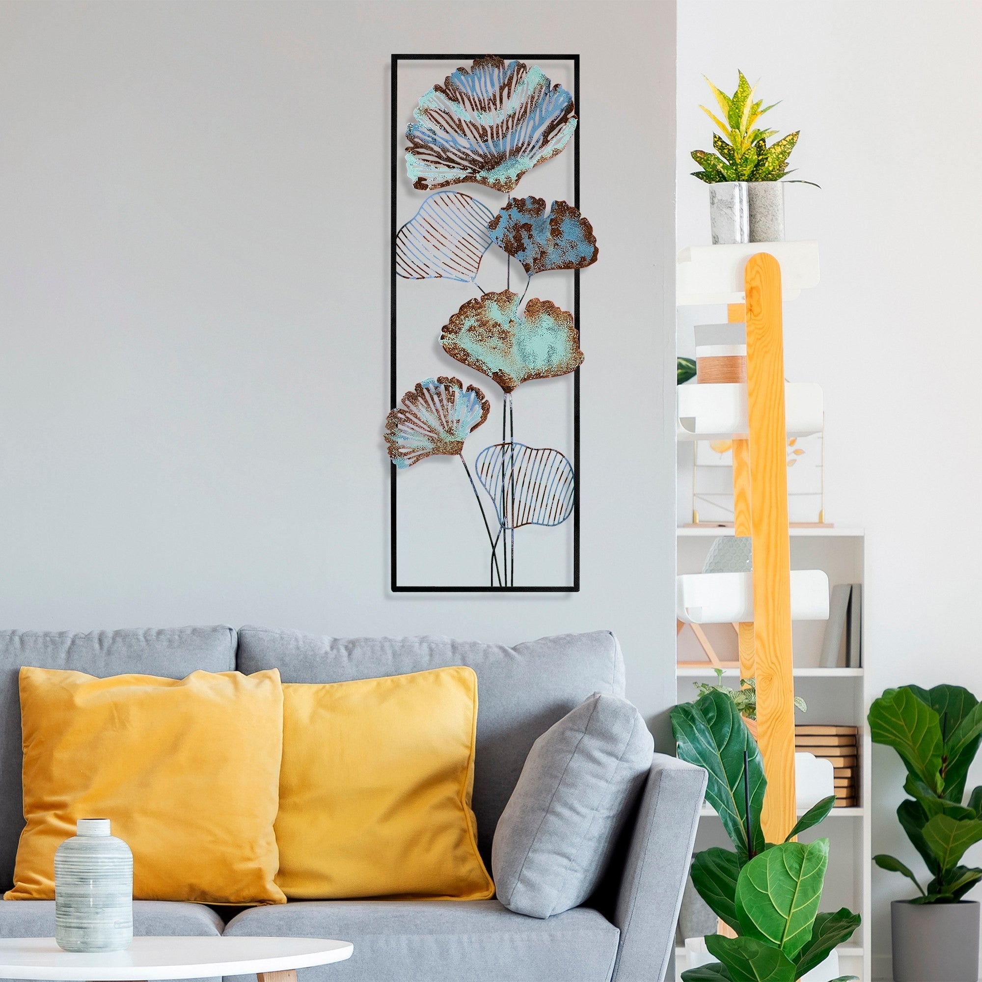 Arte de Parede Metálica Multicolor Artesanal - Acessório Decorativo 32x90cm para Pendurar