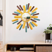 Espelho Decorativo Sol Multicolor 75x75cm - Metal Artesanal para Parede
