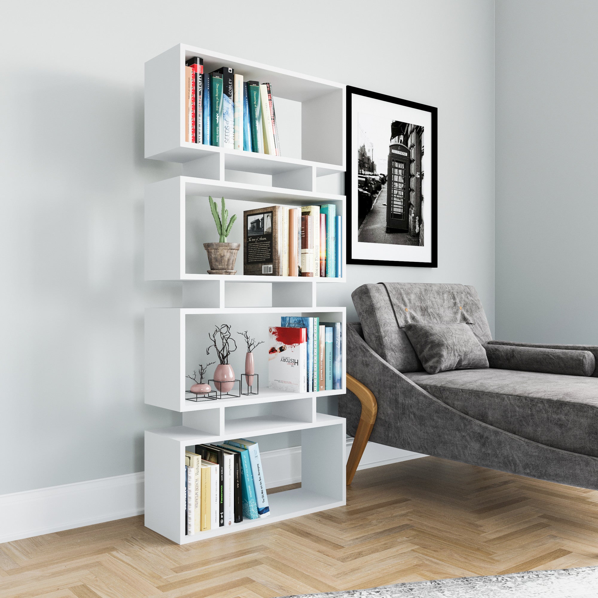 Estante de livros – 72 cm x 25 cm x 161 cm – Branco – Painéis de partículas revestidos a melamina
