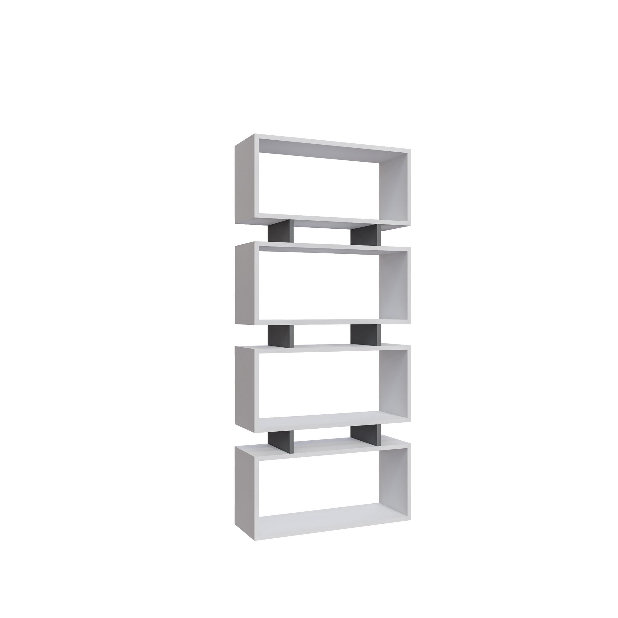 Estante de livros – 72,5 cm x 25 cm x 161 cm – Branco e Antracite – Painel de partículas revestido a melamina