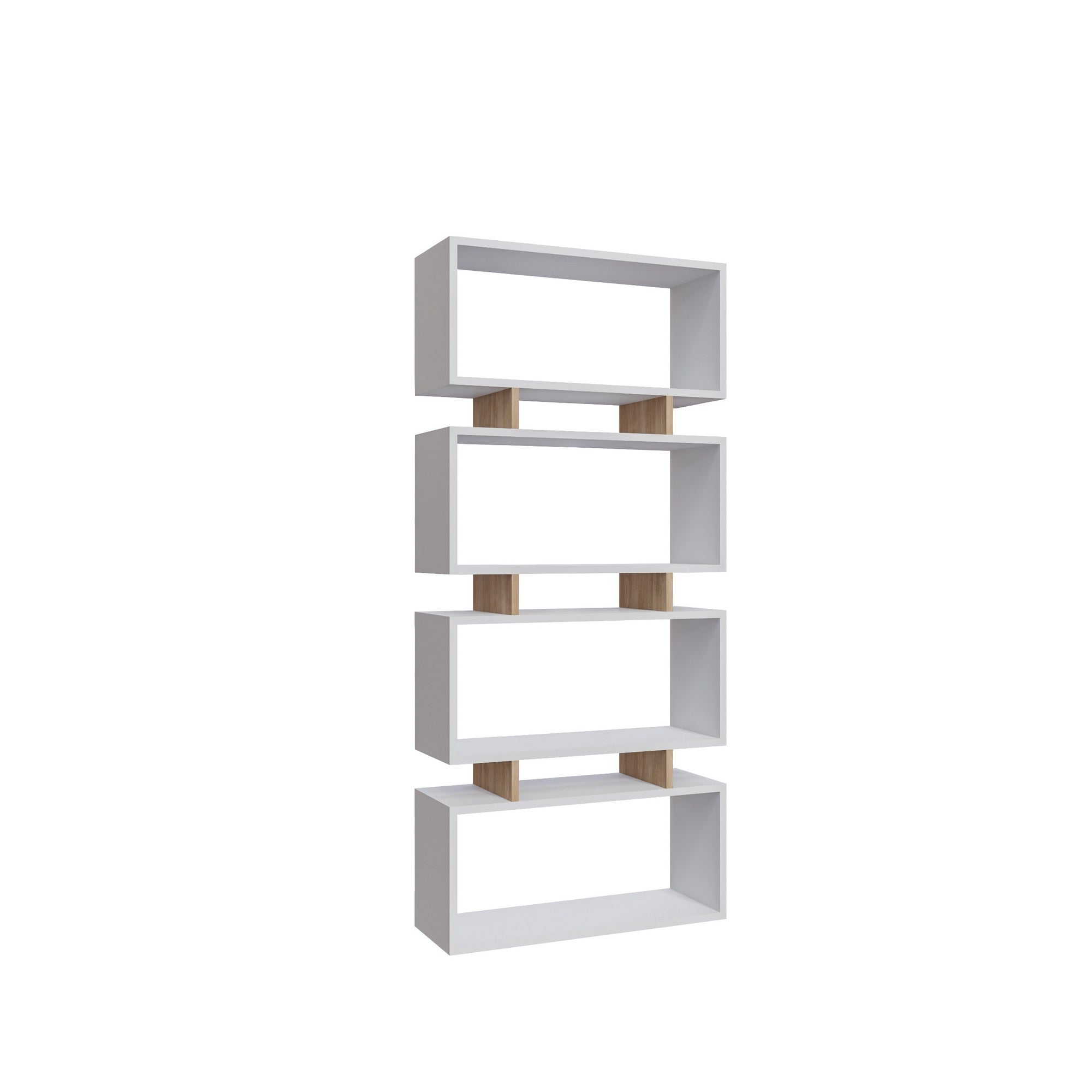 Estante de livros – 72,5 cm x 25 cm x 161 cm – Branco e Carvalho – Painel de partículas