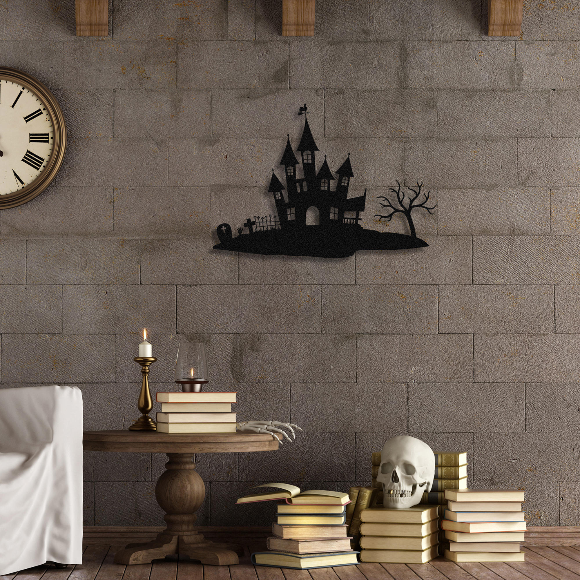 Acessório Decorativo de Parede em Metal Halloween - Preto 70x48cm