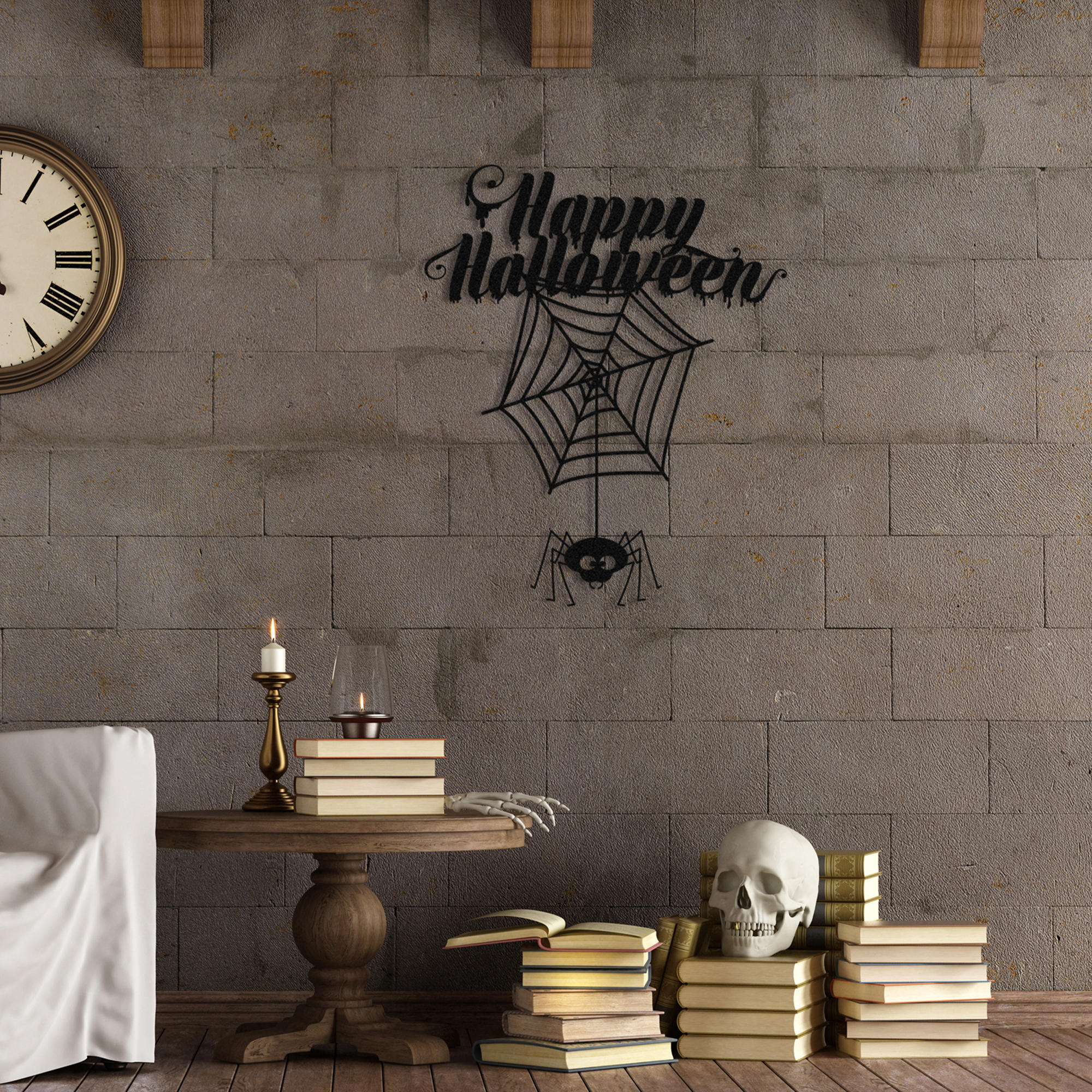 Acessório Decorativo de Parede Halloween 3 em Metal Preto - 60x73cm