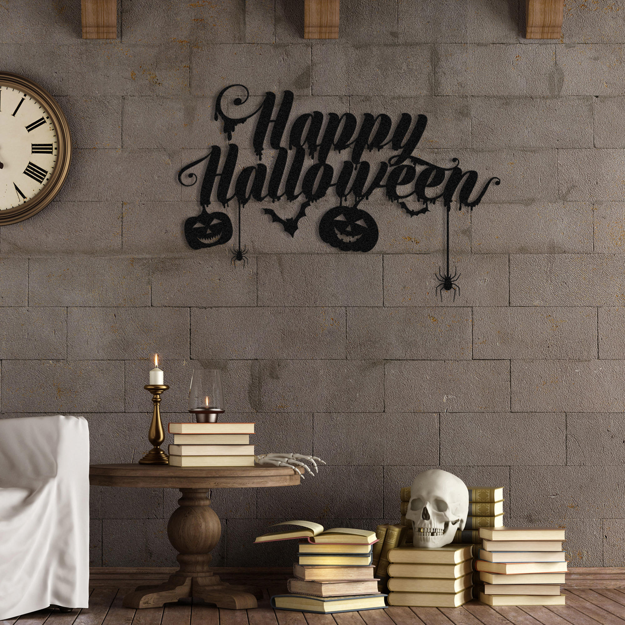 Acessório Decorativo de Parede Halloween 5 em Metal Preto - 59x40cm