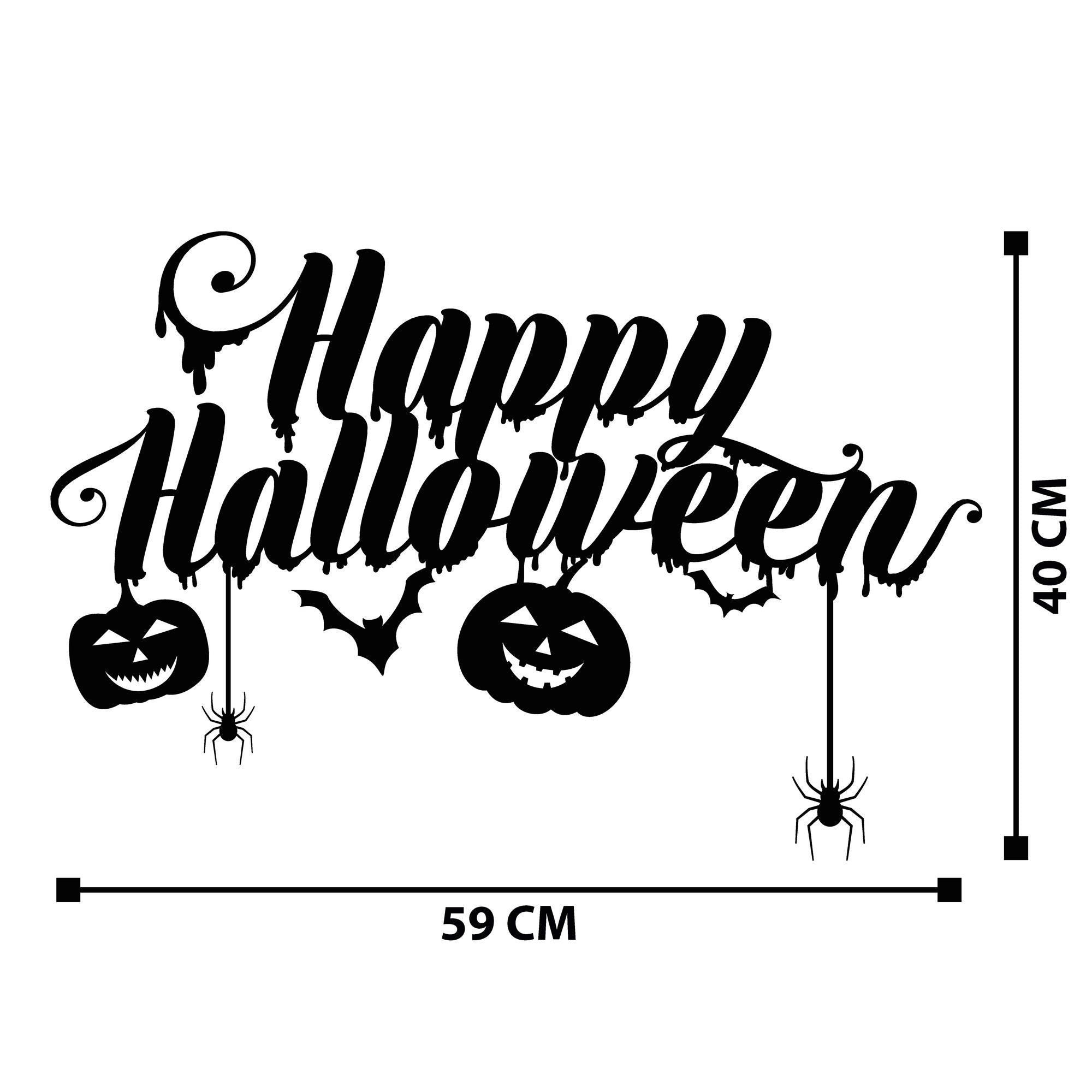 Acessório Decorativo de Parede Halloween 5 em Metal Preto - 59x40cm