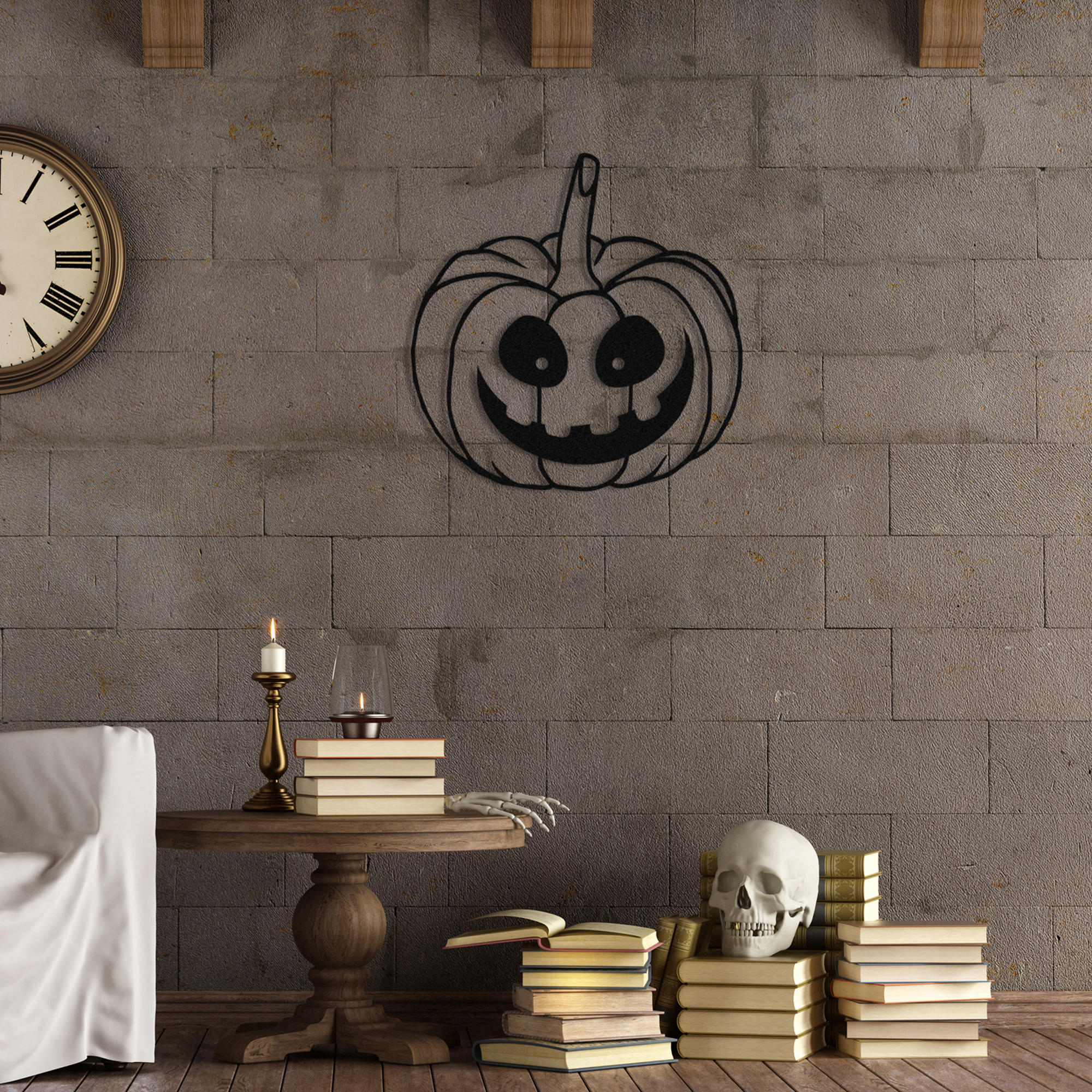 Acessório Decorativo de Parede Halloween 6 em Metal Preto - 52x51cm