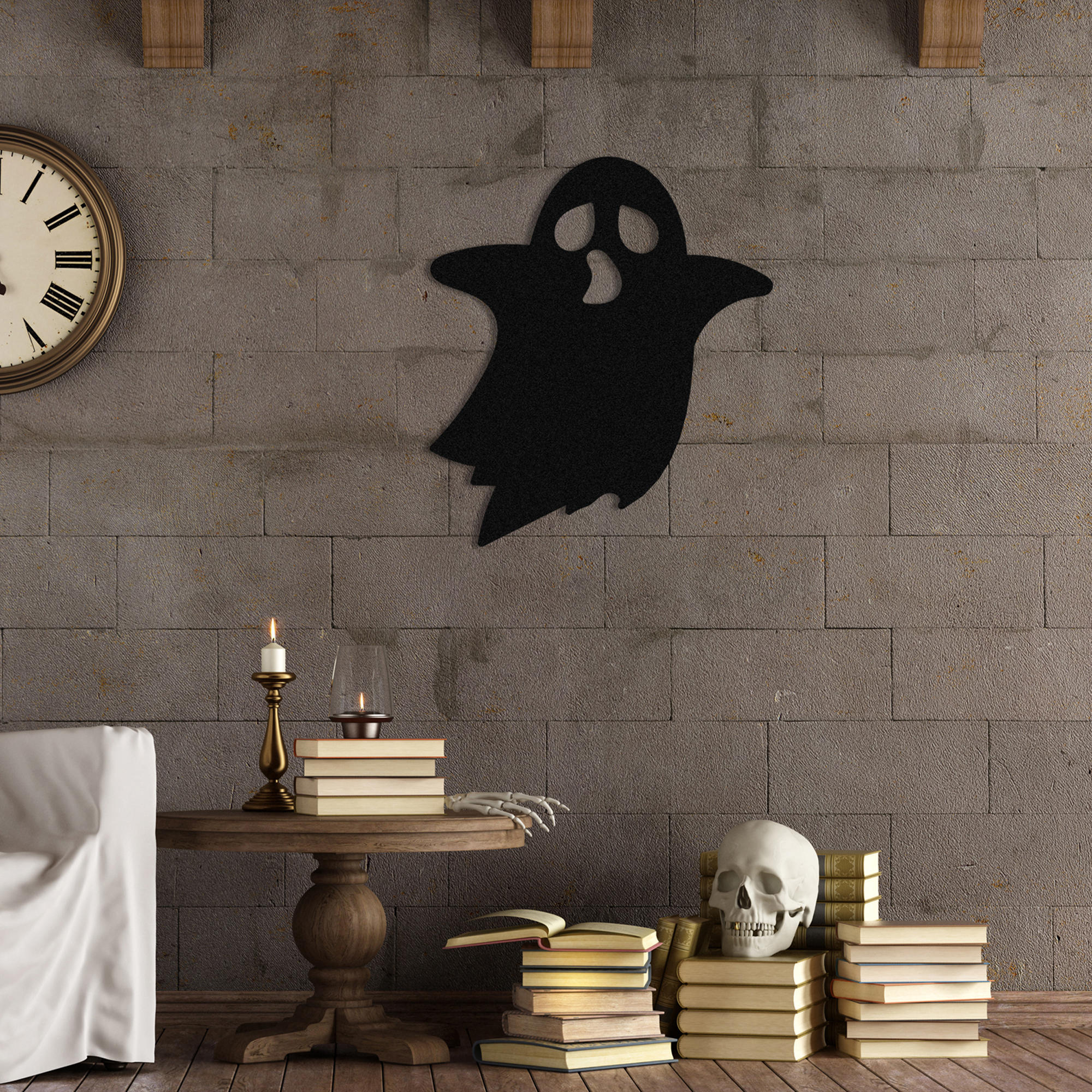 Acessório Decorativo de Parede Halloween 7 em Metal Preto - 44x50cm