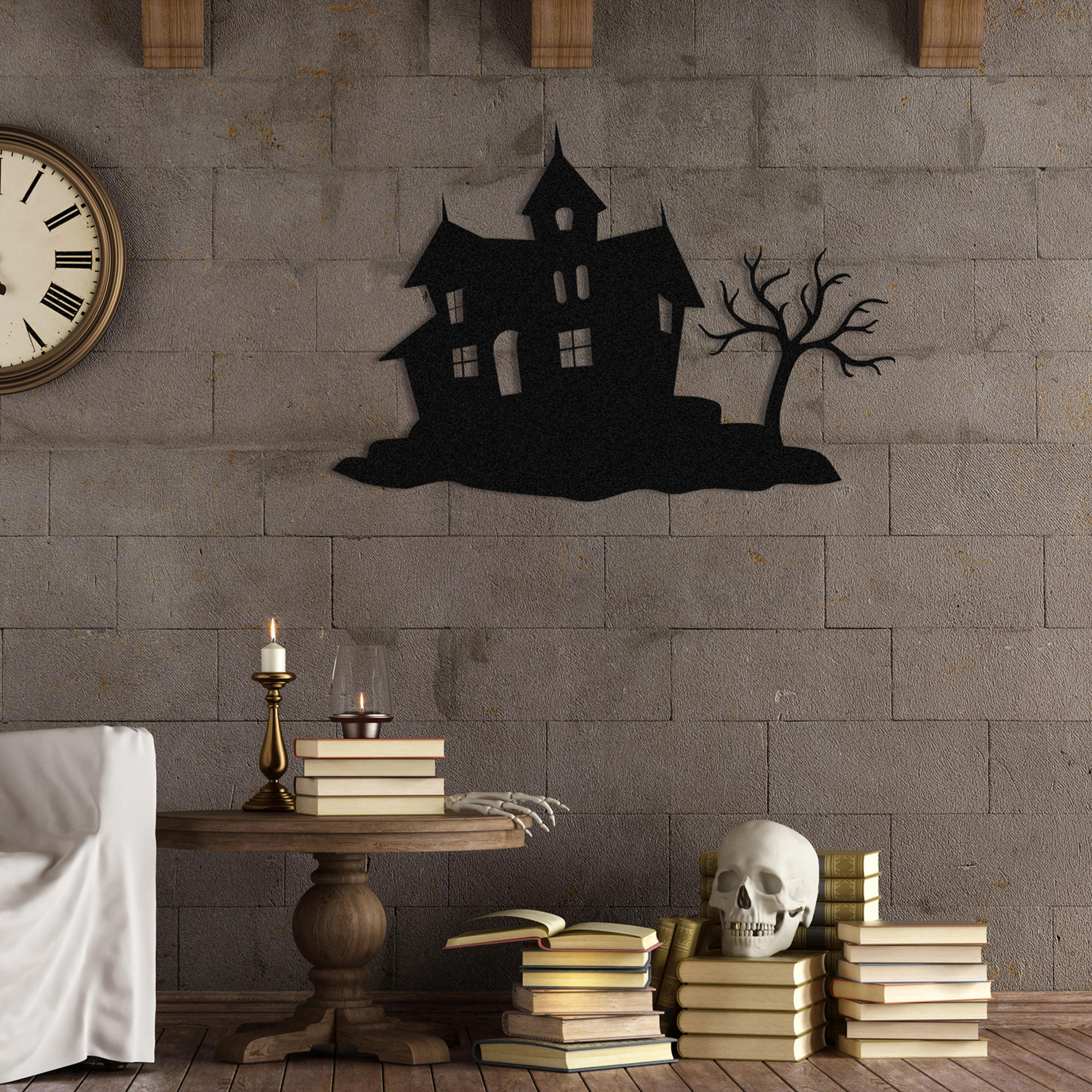 Acessório Decorativo de Parede em Metal Halloween 9 - Preto 70x47cm