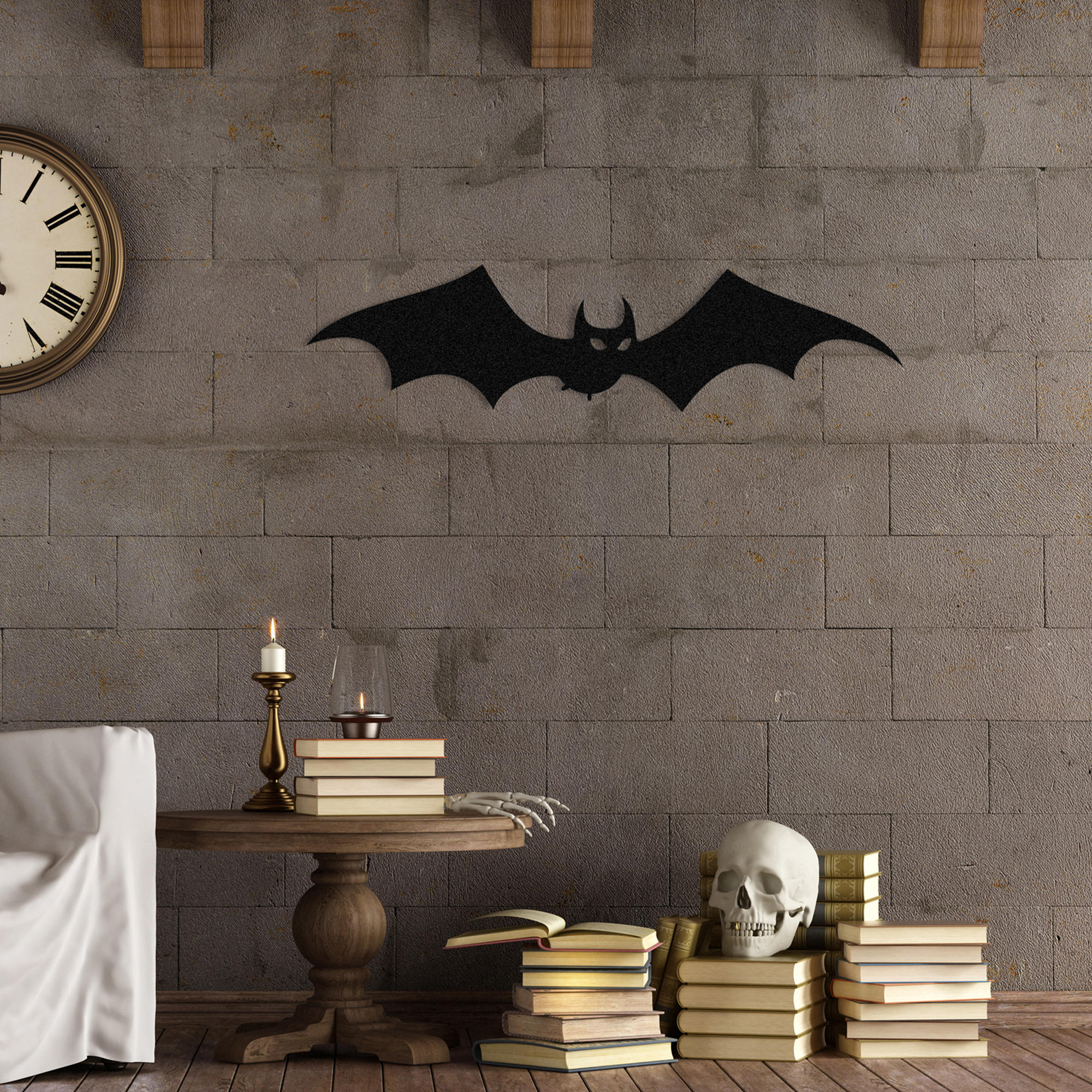 Acessório Decorativo de Parede Halloween 12 em Metal Preto - 70x17cm