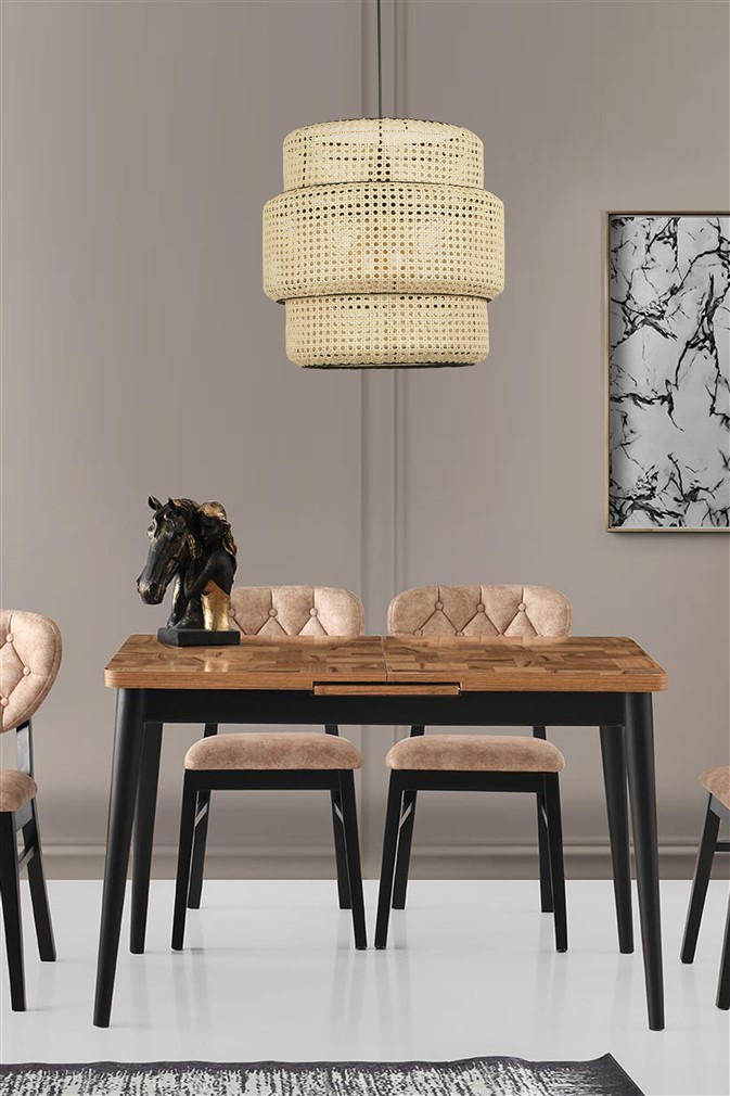 Candeeiro de Teto – 40 cm – Cor de rattan – Rattan e metal