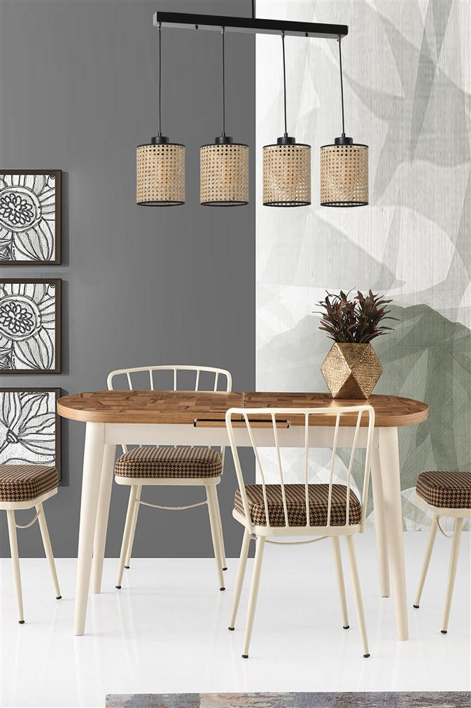 Candeeiro de Teto - Rattan - Metal