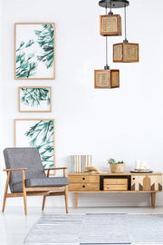 Candeeiro de Teto – 70 cm – Rattan e Nogueira – Madeira de Fir