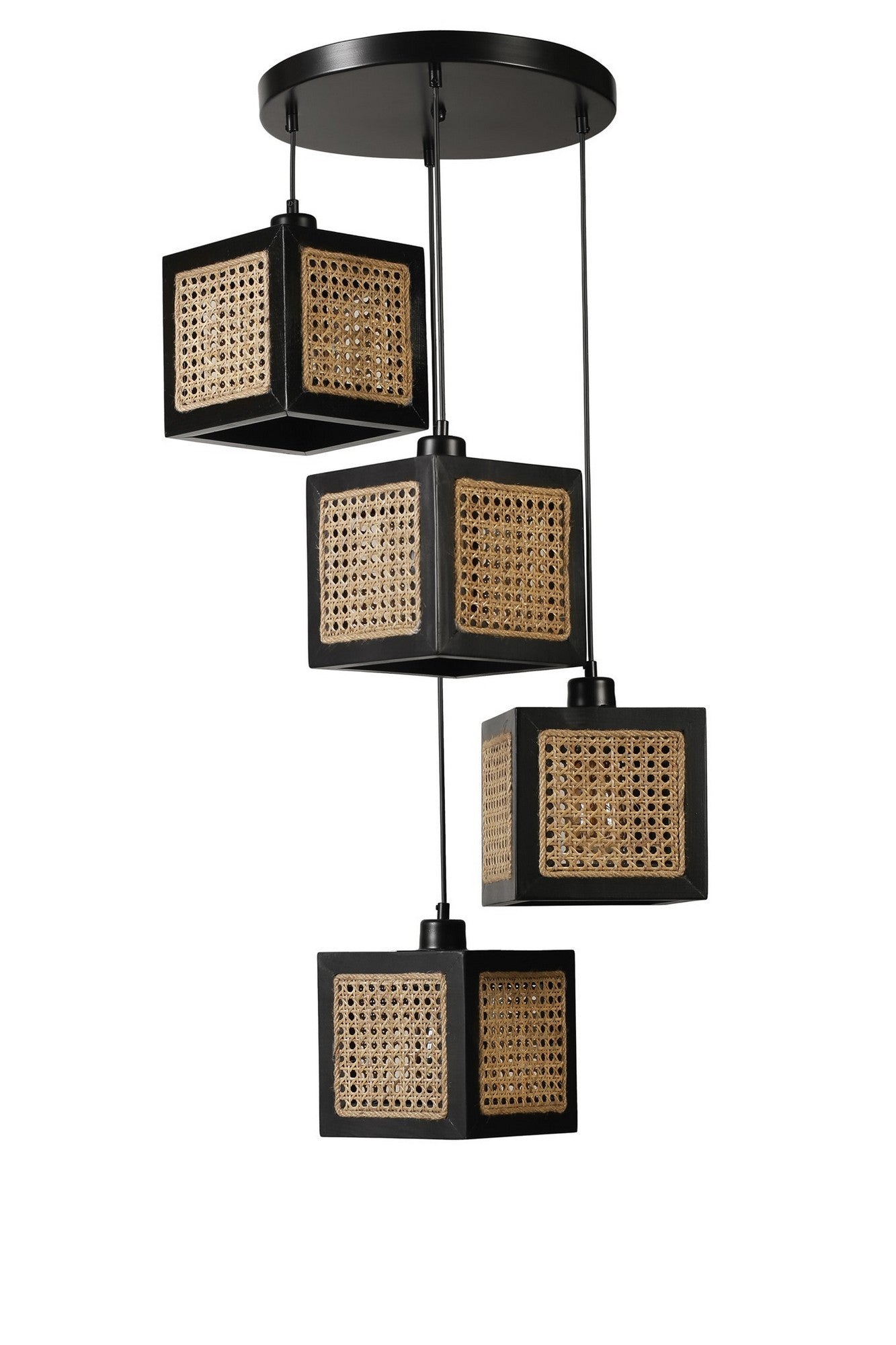 Candeeiro de Teto – 70 cm – Preto – Rattan