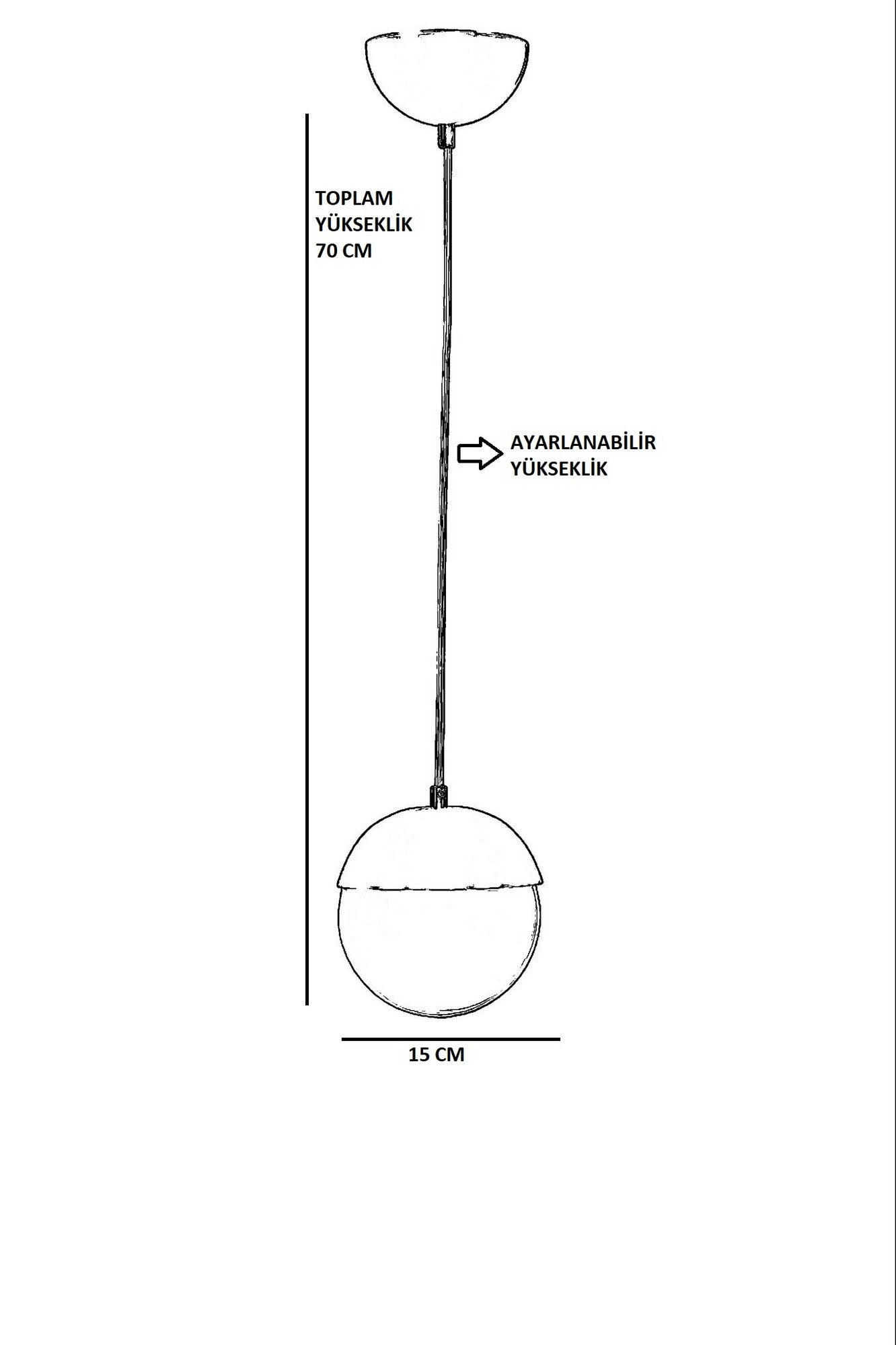 Candeeiro de Teto – 70 cm – Cinza Escuro – Metal