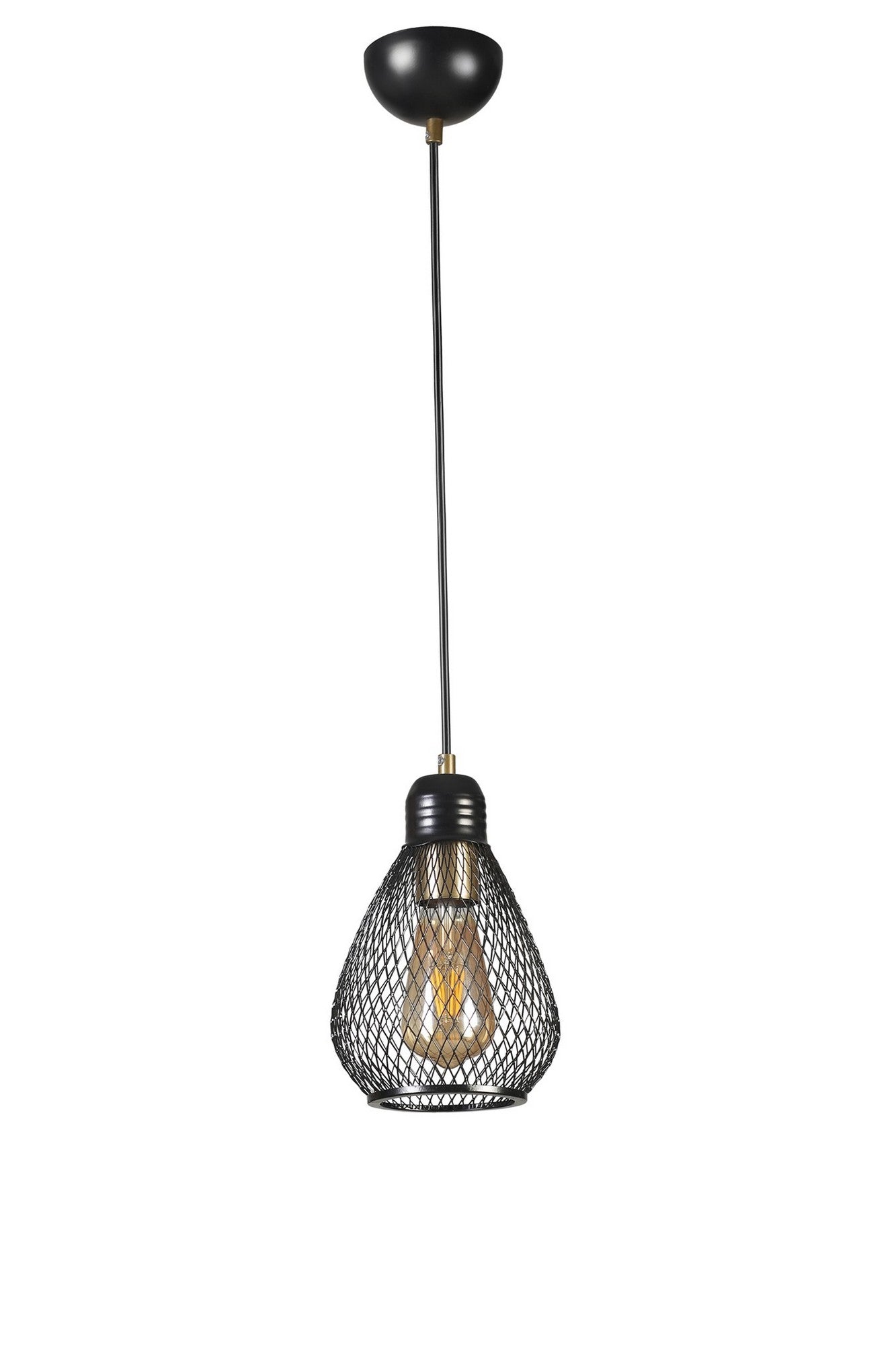 Candeeiro de Teto – 70 cm – Preto e Dourado – Metal