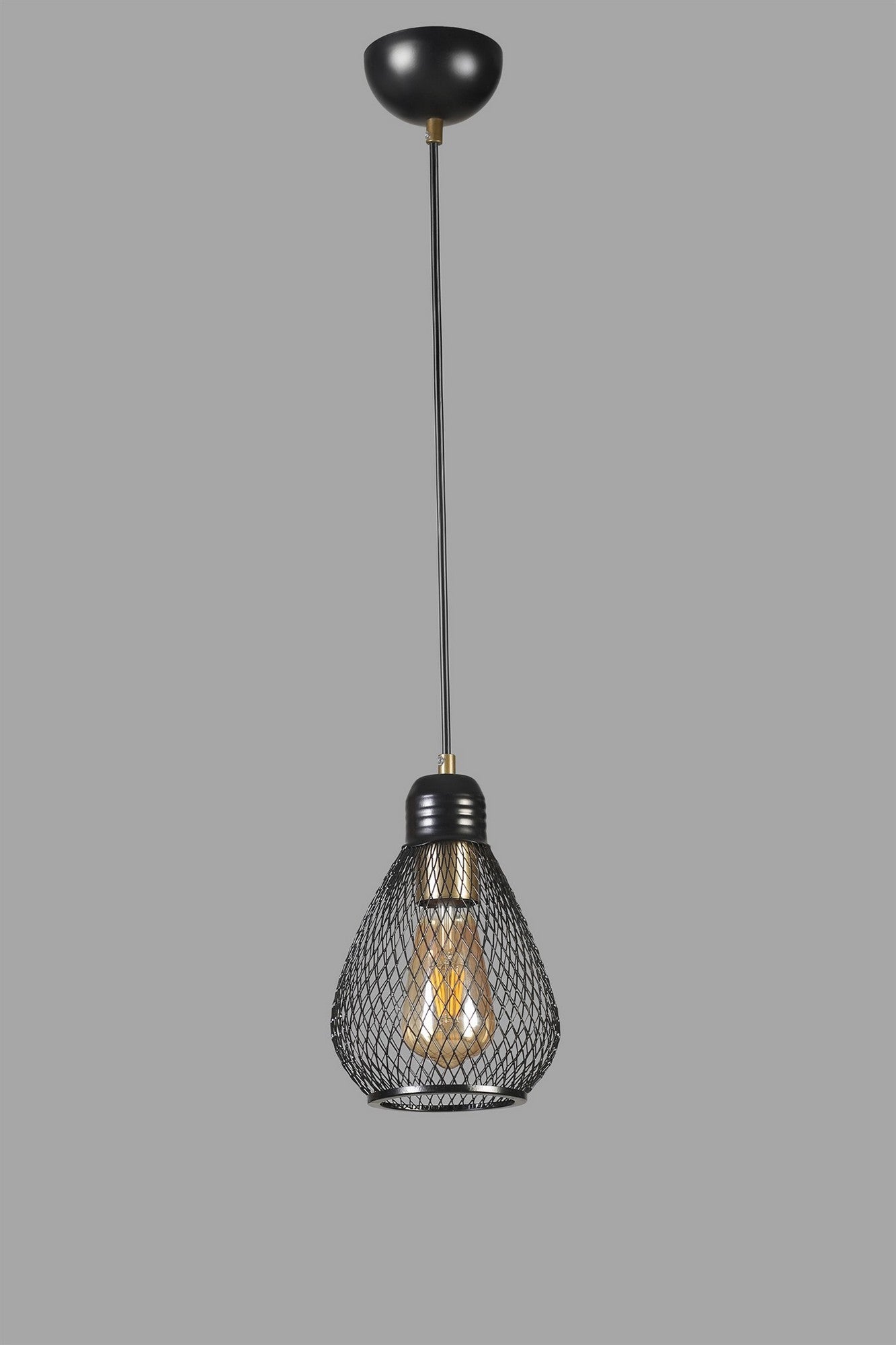 Candeeiro de Teto – 70 cm – Preto e Dourado – Metal