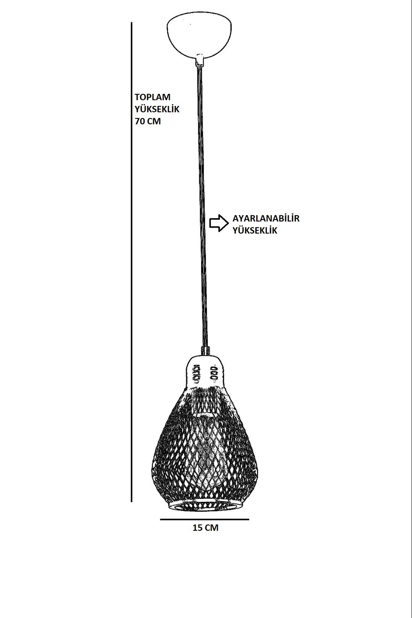 Candeeiro de Teto – 70 cm – Dourado – Metal