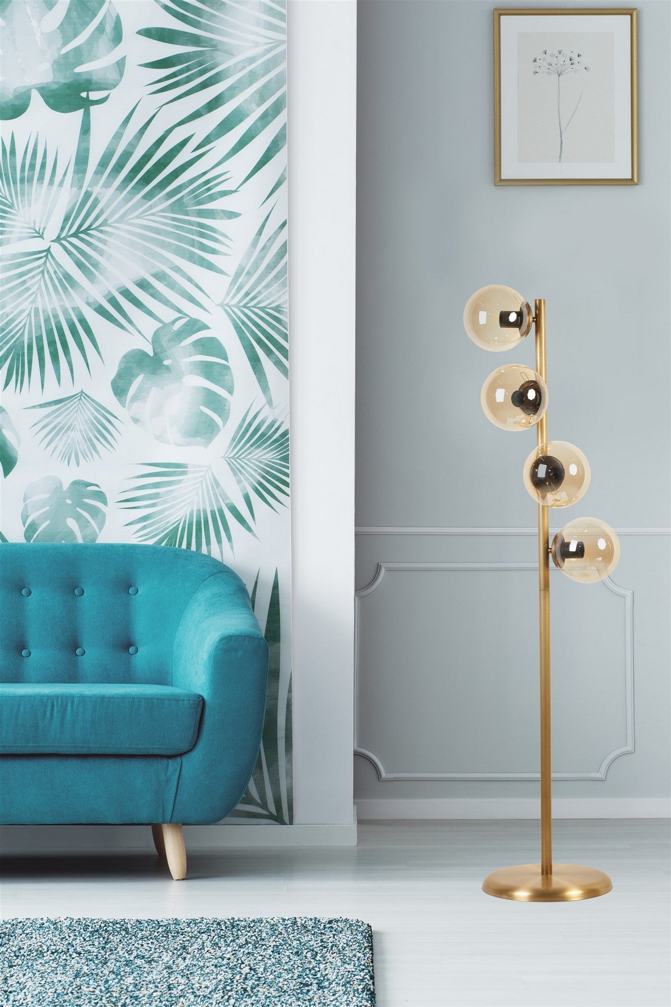 Candeeiro de Pé – 137 cm – Dourado – Metal