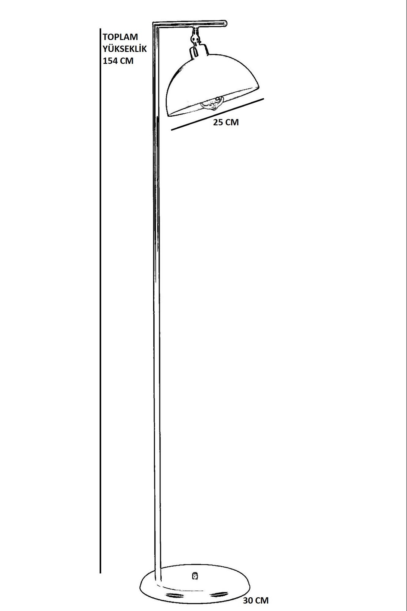 Candeeiro de Pé – 154 cm – Preto – Metal
