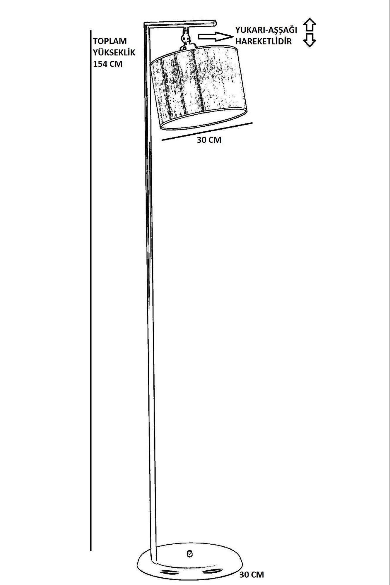 Candeeiro de Pé – 154 cm – Dourado, Mostarda – Metal